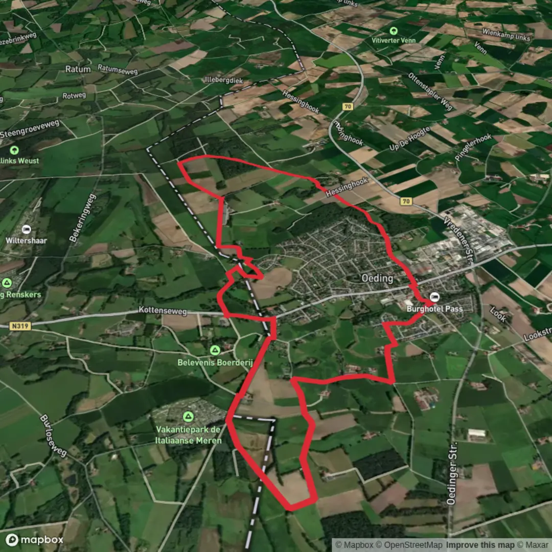 An image depicting the trail Oeding and Hinterm Loop and its surrounding area.