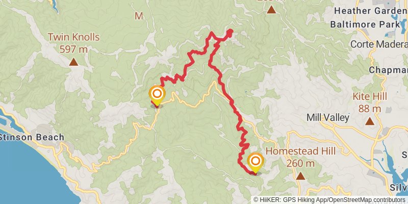 Muir Woods to Mount Tamalpais Trail stage 2 Map