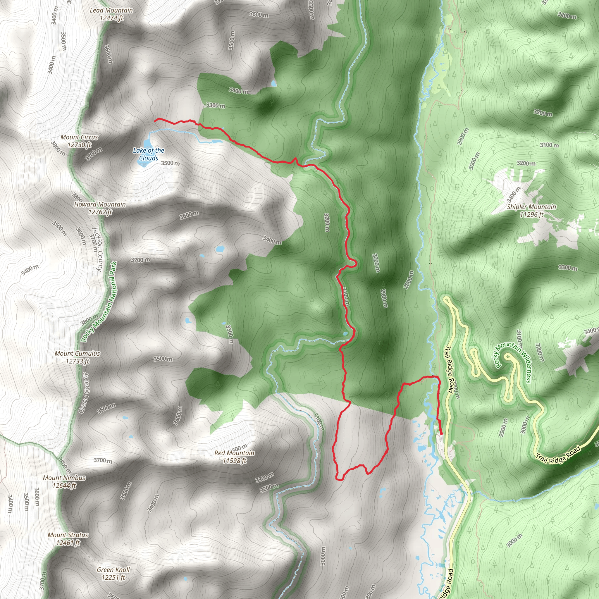 Lake of the Clouds via Colorado River Trail mobile static map