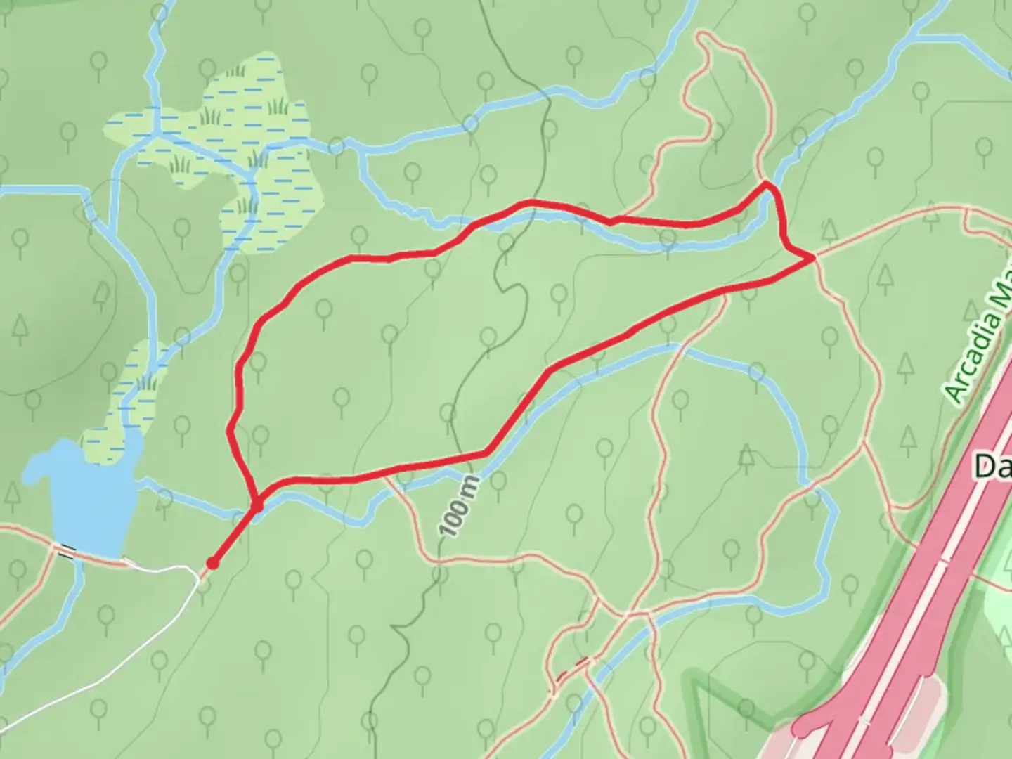 An image depicting the trail Tefft Hill Road and Arcadia Loop Trail and its surrounding area.