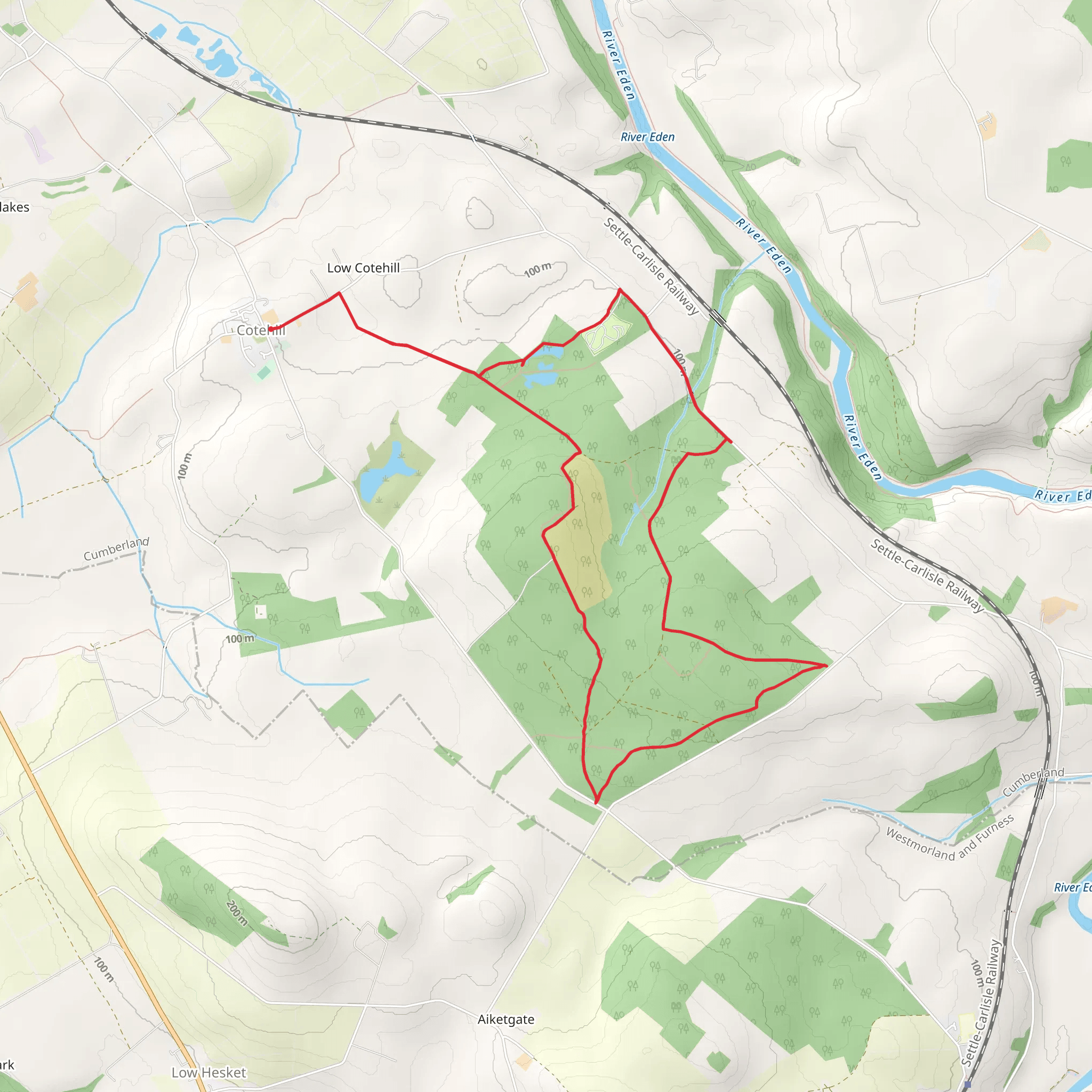 Hike from Cotehill around High Stand Woods mobile static map