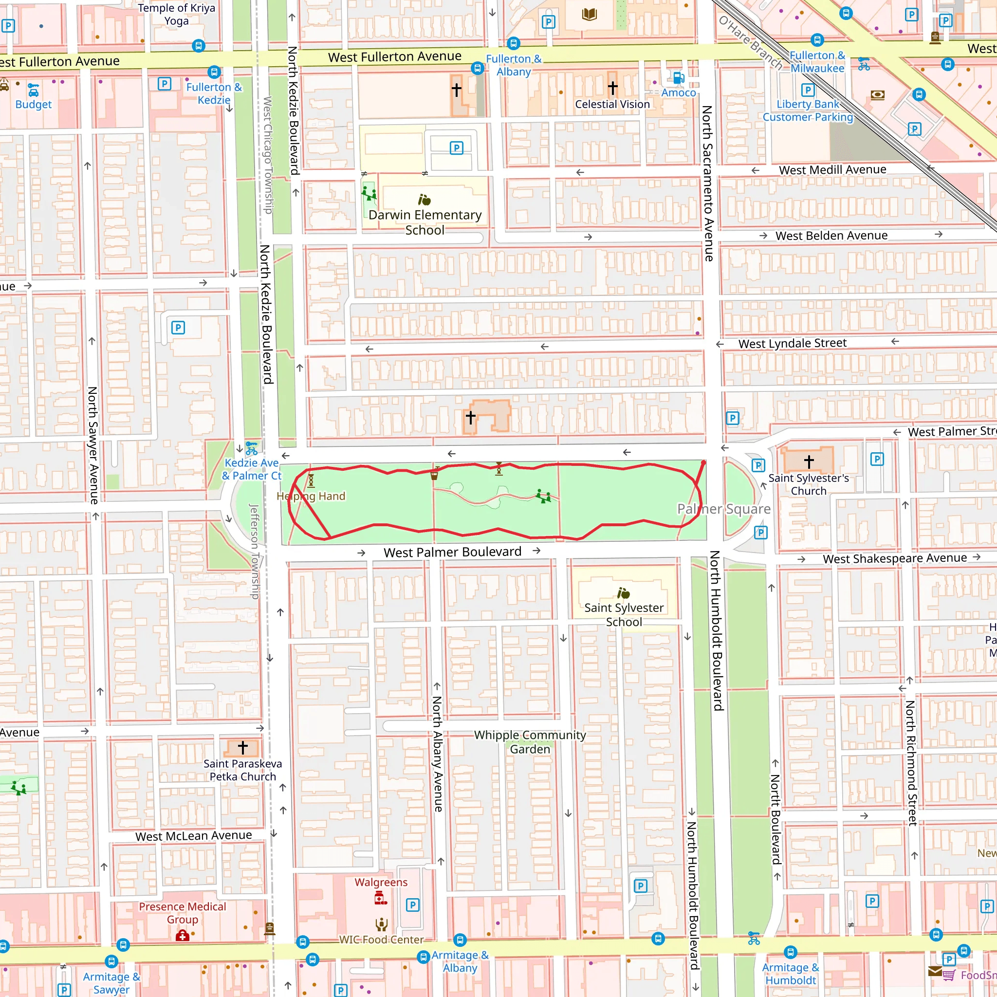 Palmer Sqaure Park Loop mobile static map
