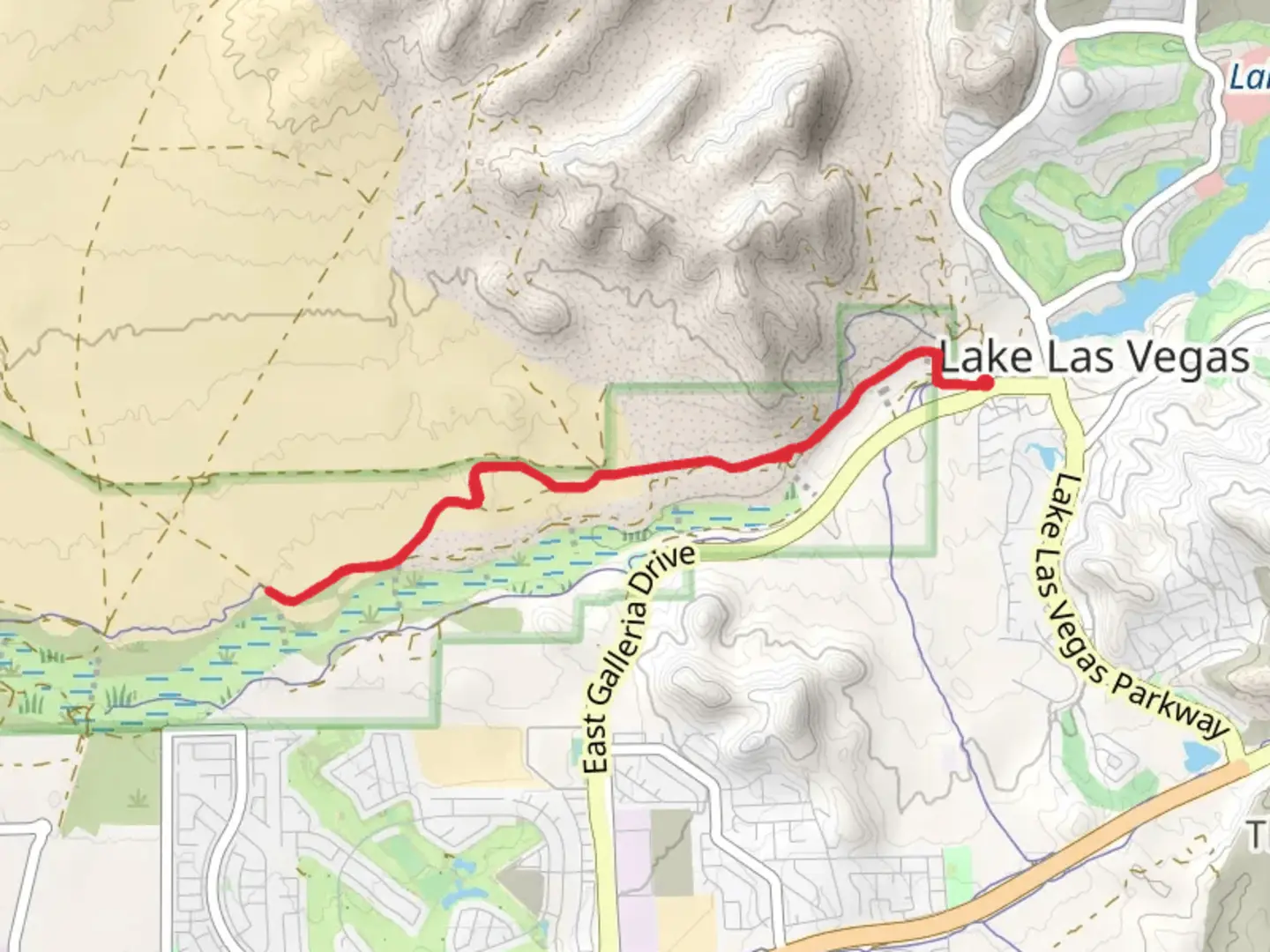 An image depicting the trail Wetlands Park - North Loop Trail - Galleria Drive and its surrounding area.