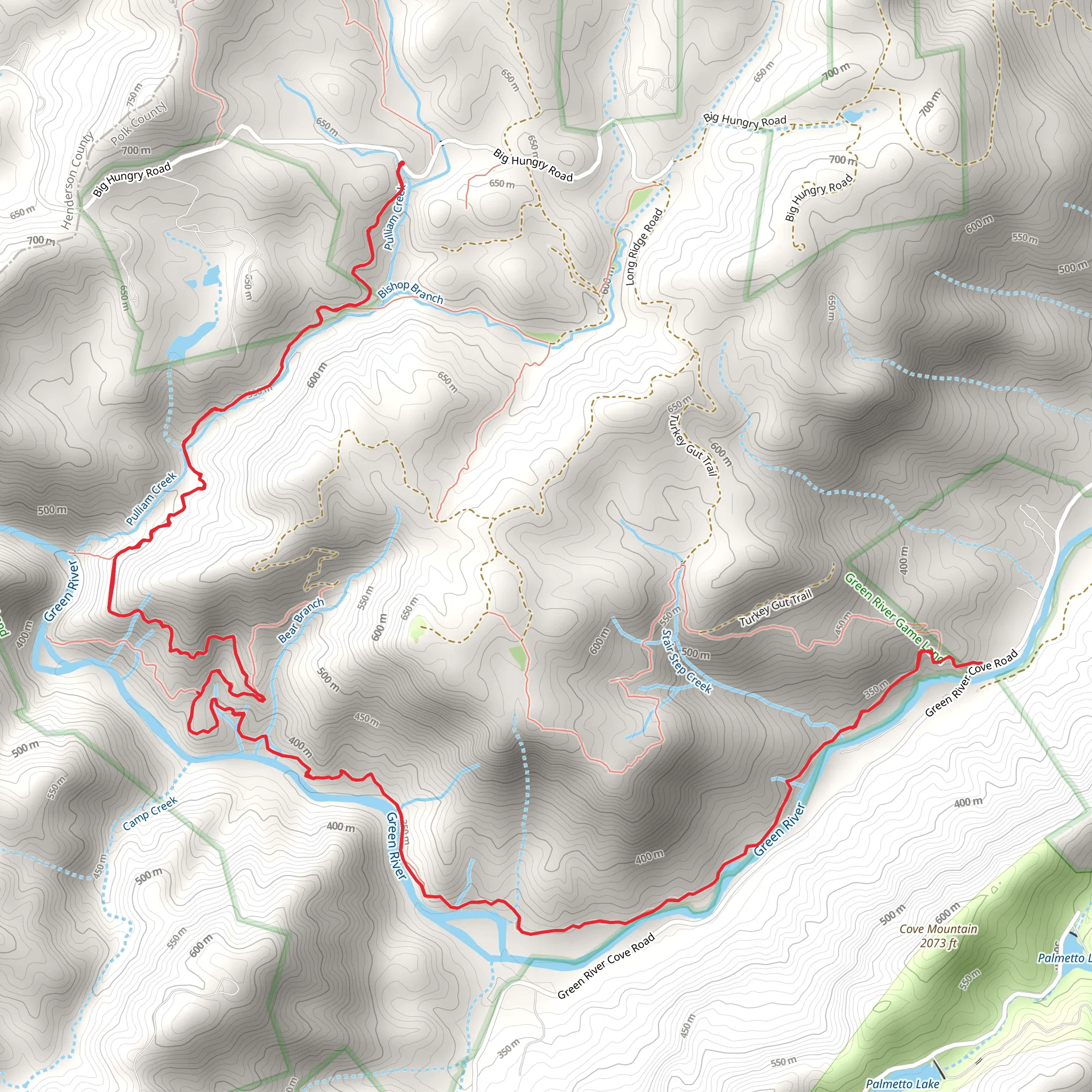 Pulliam Creek and Green River Cove Trail mobile static map