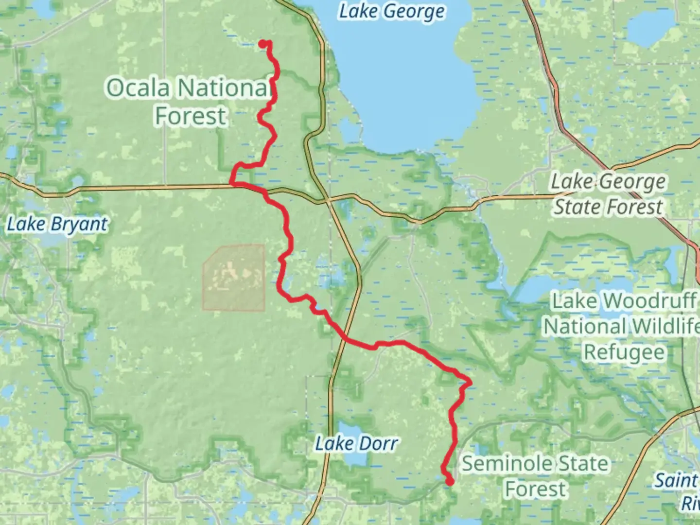 An image depicting the trail Florida National Scenic Trail - Ocala South and its surrounding area.