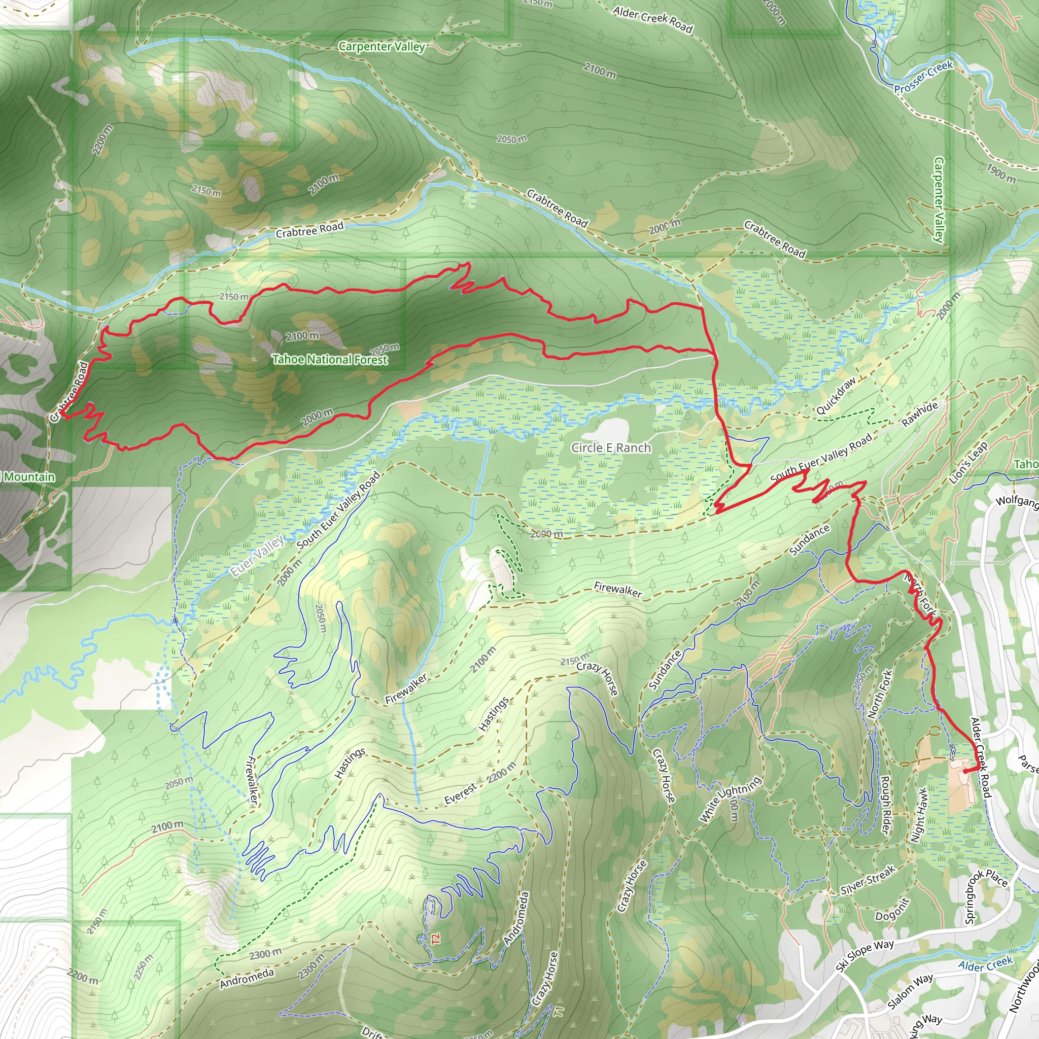 Alder Creek, East Mustang Sally and Sidewinder Loop Trail mobile static map