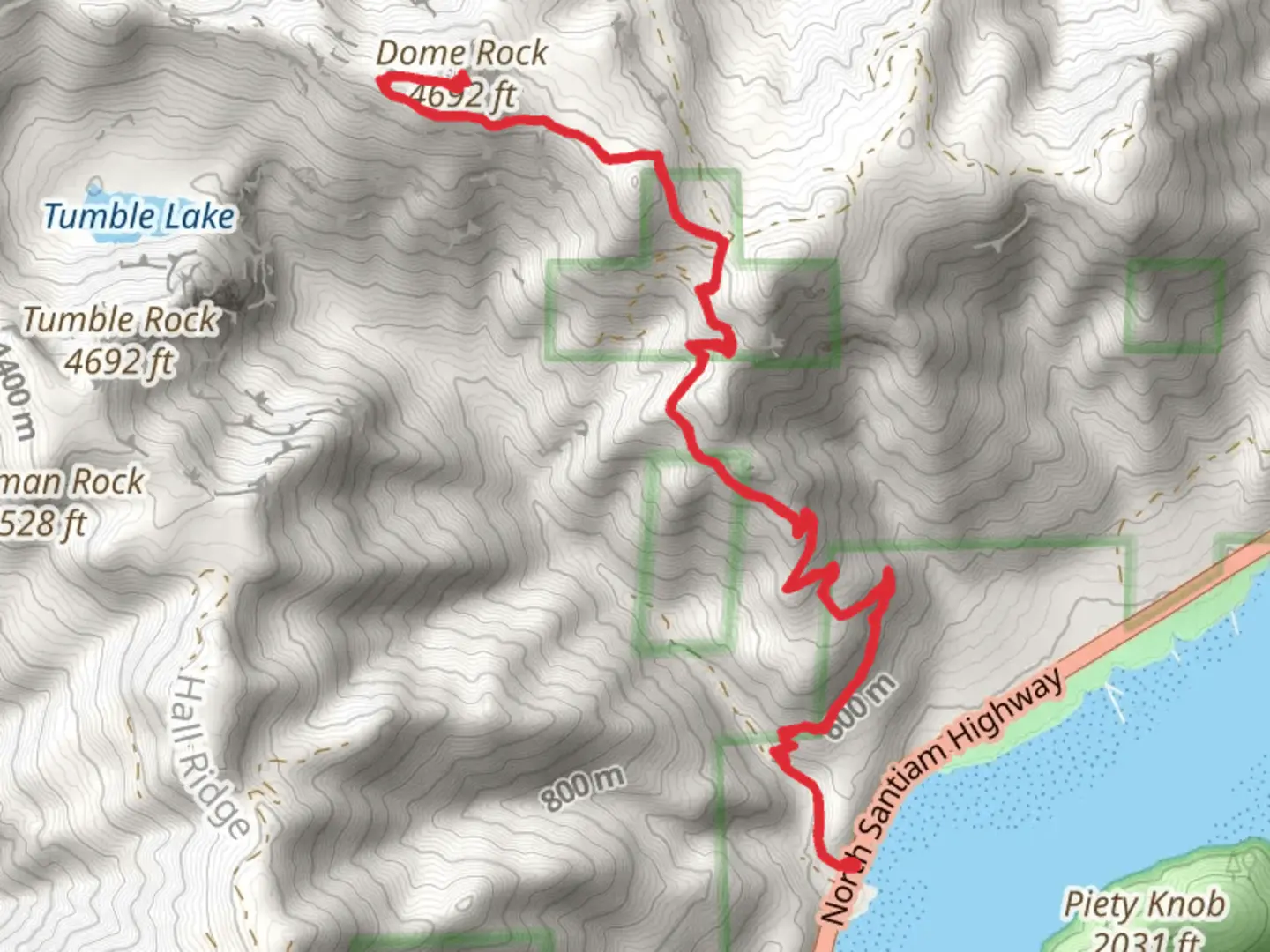 An image depicting the trail Dome Rock via Tumble Ridge Trail and its surrounding area.