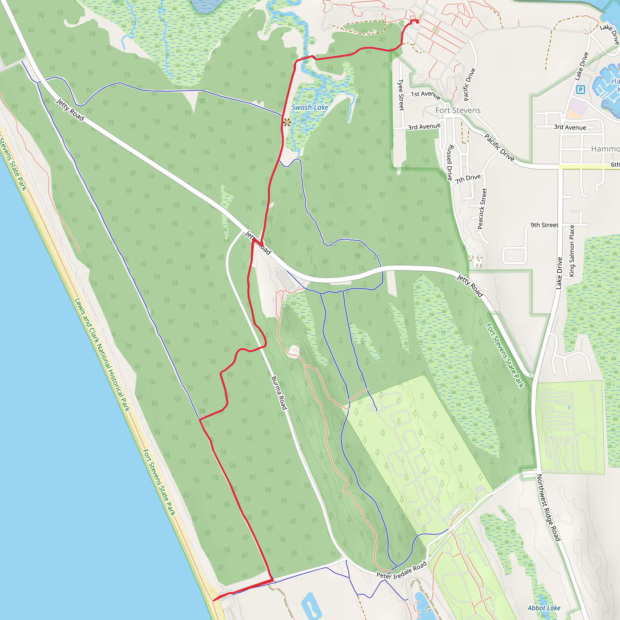 Wreck of the Peter Iredale Walk from Fort Stevens mobile static map