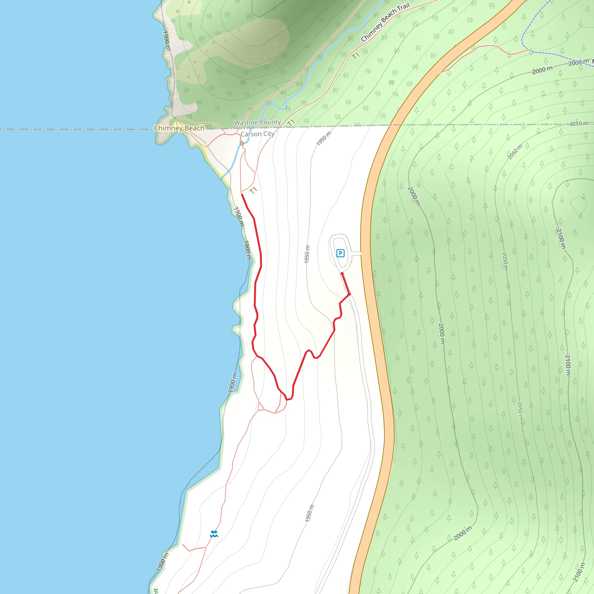 Chimney Beach Trail Out and Back mobile static map