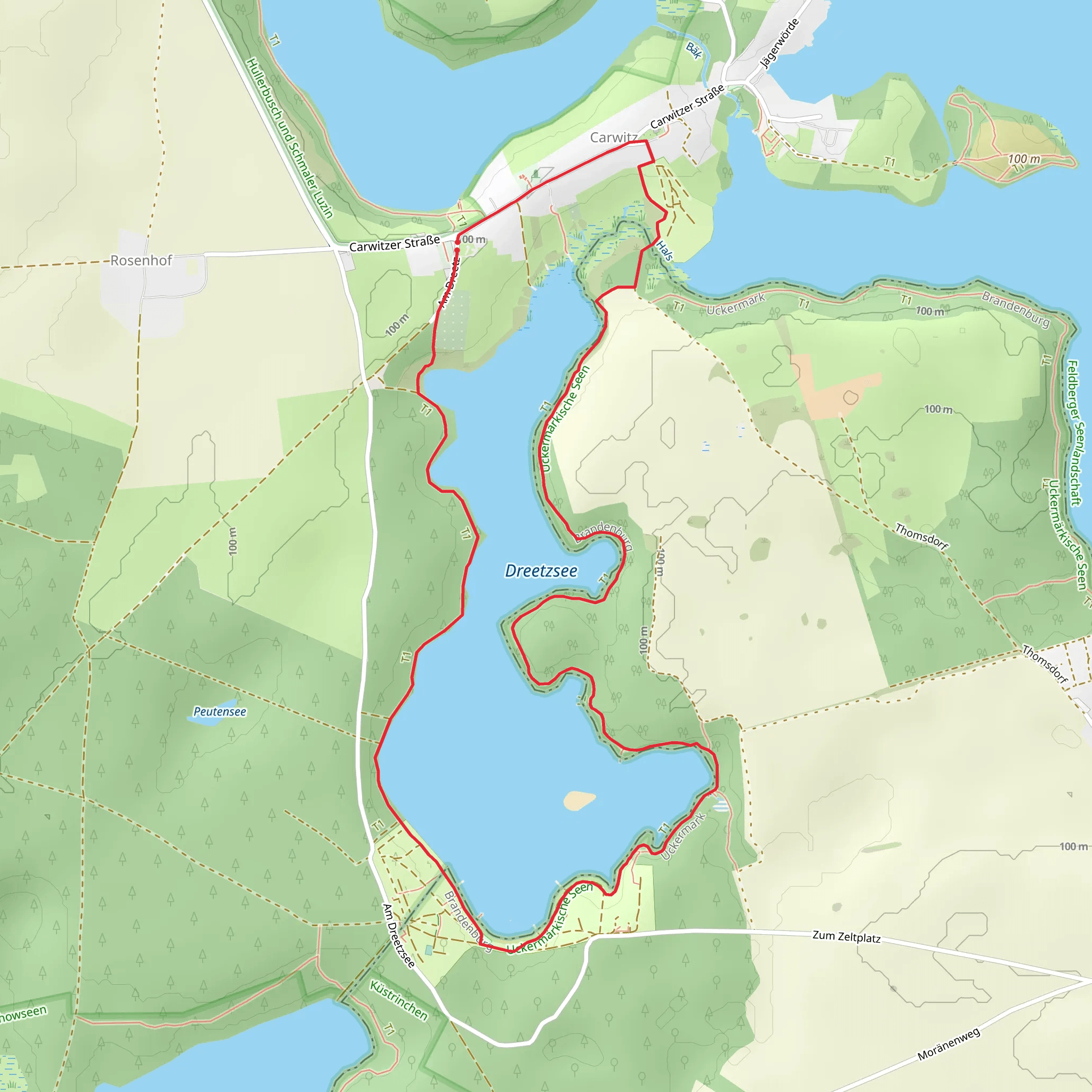 Dreetzsee Loop from Carwitz mobile static map