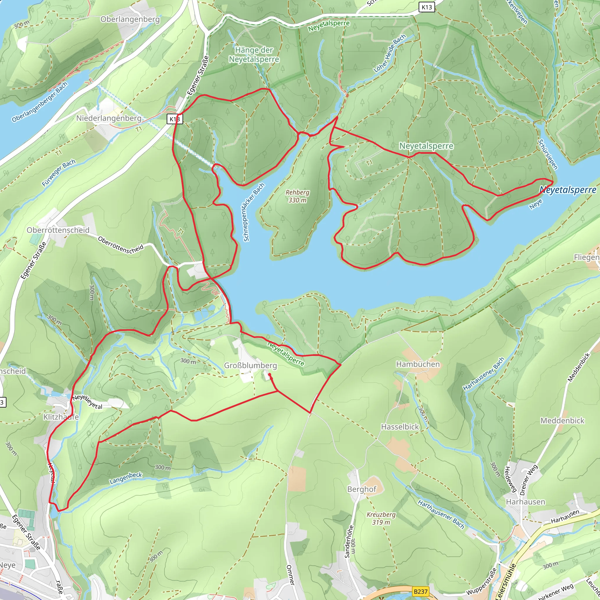 Neye via Heimatweg and Neyetalsperre mobile static map