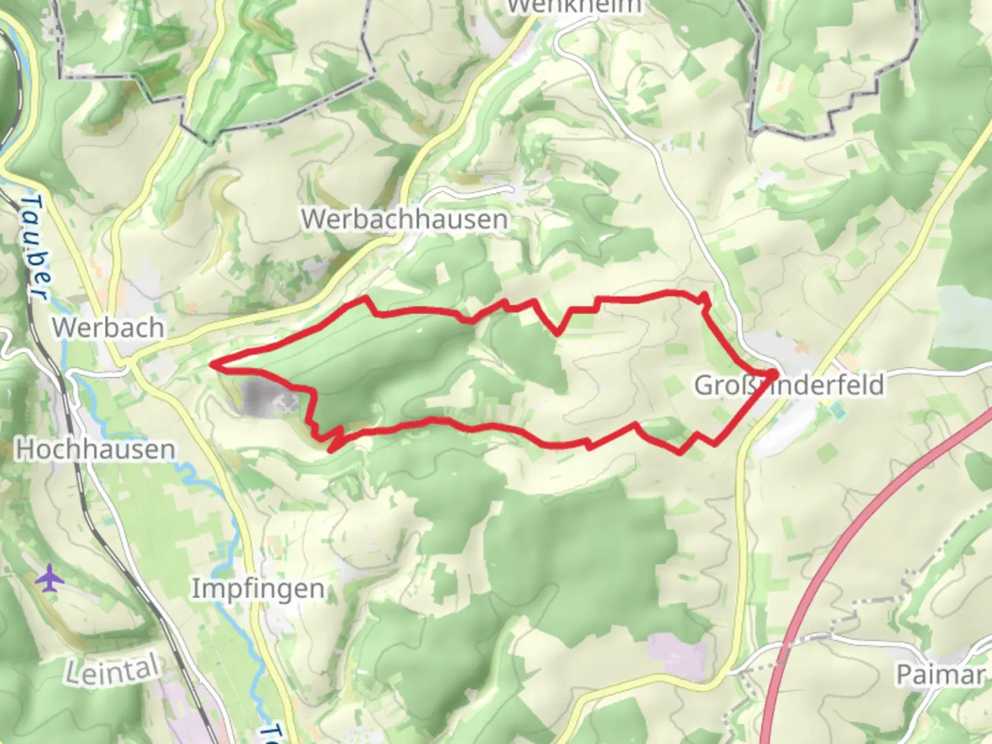 An image depicting the trail Grobrinderfeld and Lindenberg Loop and its surrounding area.