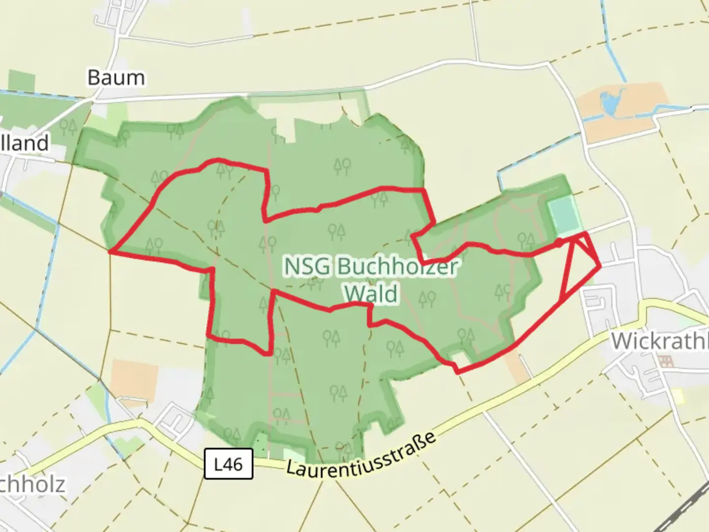 An image depicting the trail Buchholzer Wald Circle and its surrounding area.