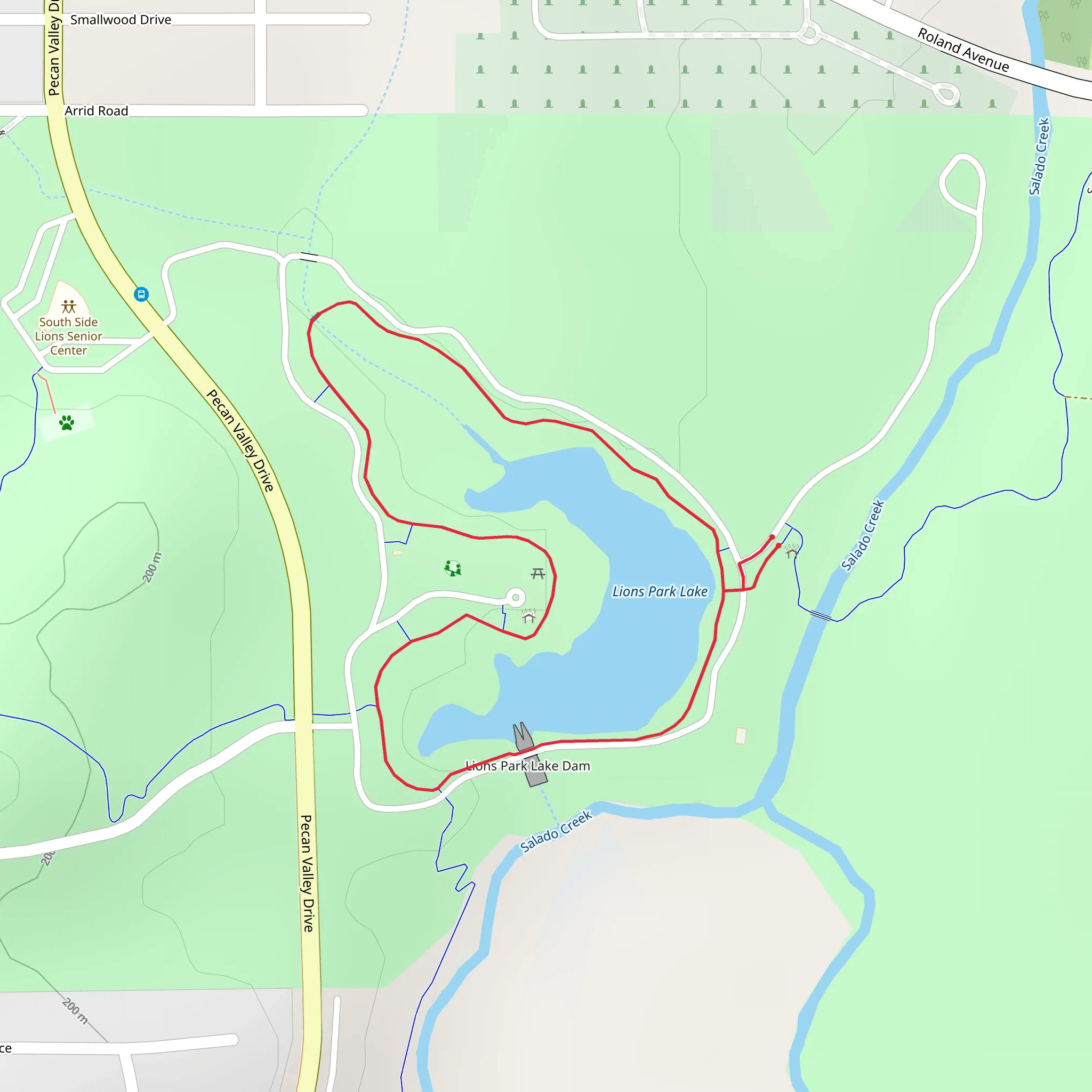 Lions Park Lake Loop mobile static map