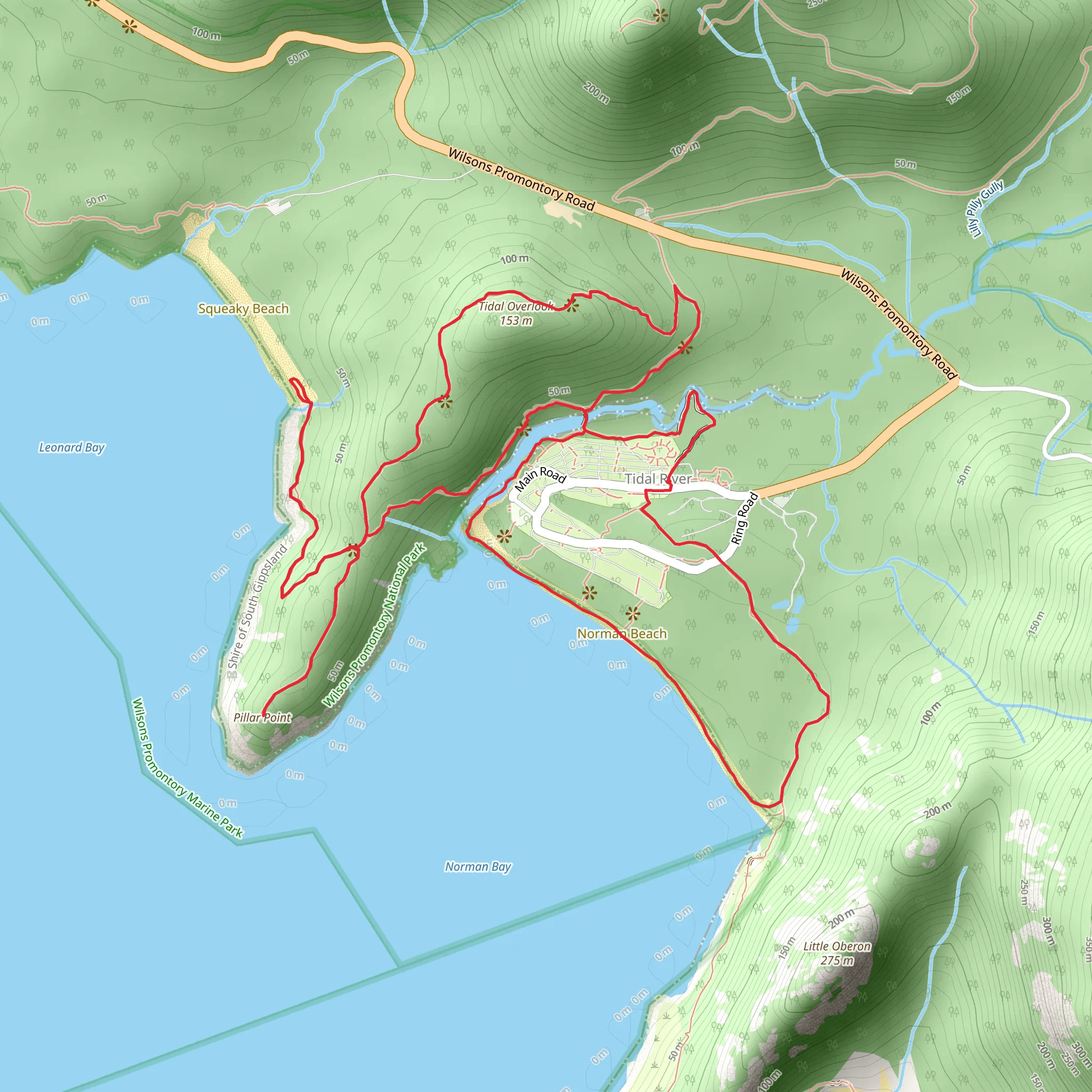 Squeaky Beach Pillar Point Norman Bay Trail mobile static map