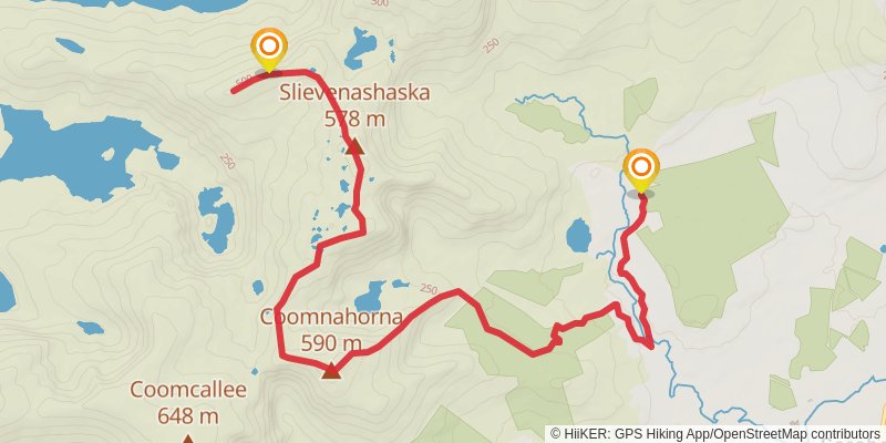 Coomavaranniha Lough - An Bhinn Lair via Fermoyle way stage 2 Map