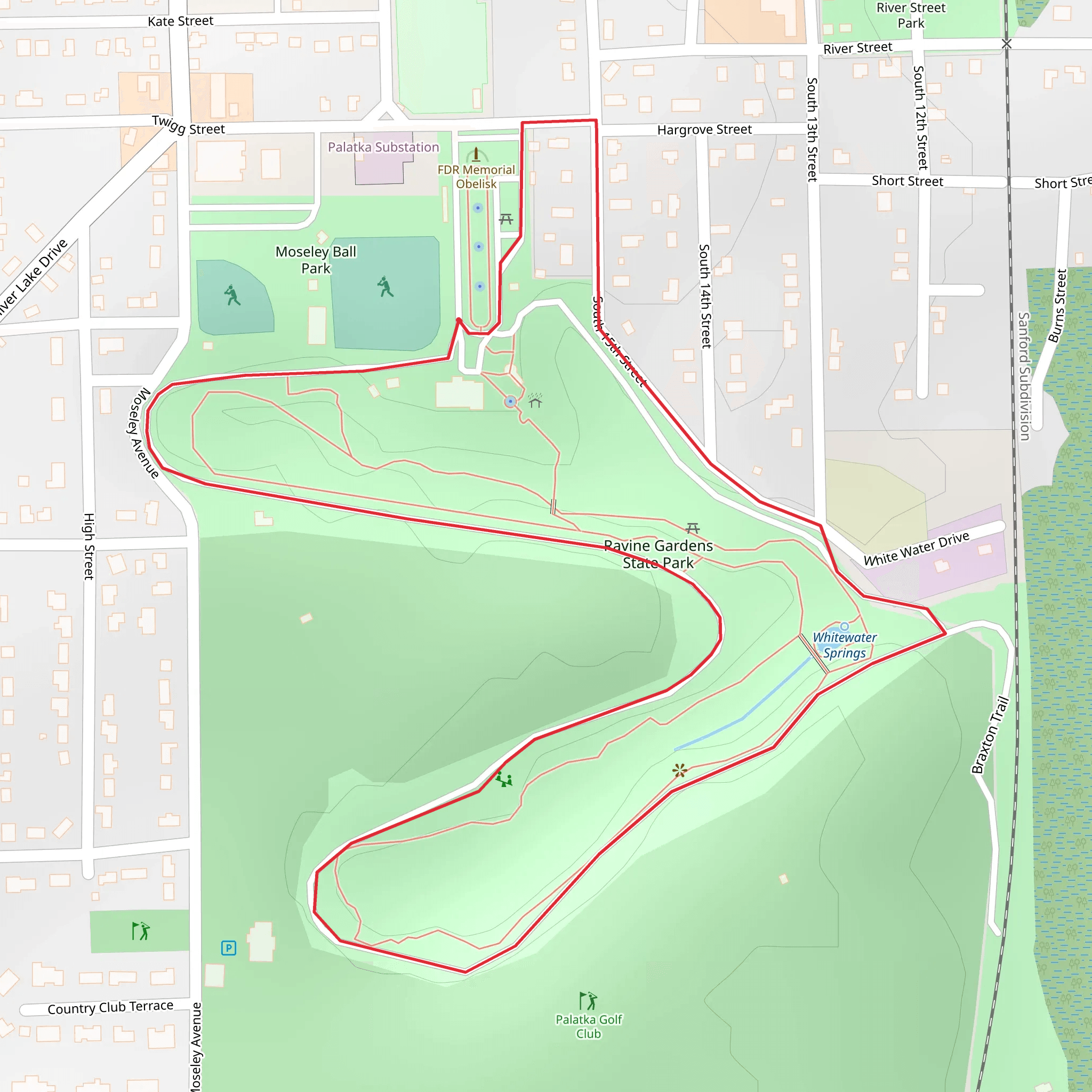 Ravine Gardens State Park Loop mobile static map