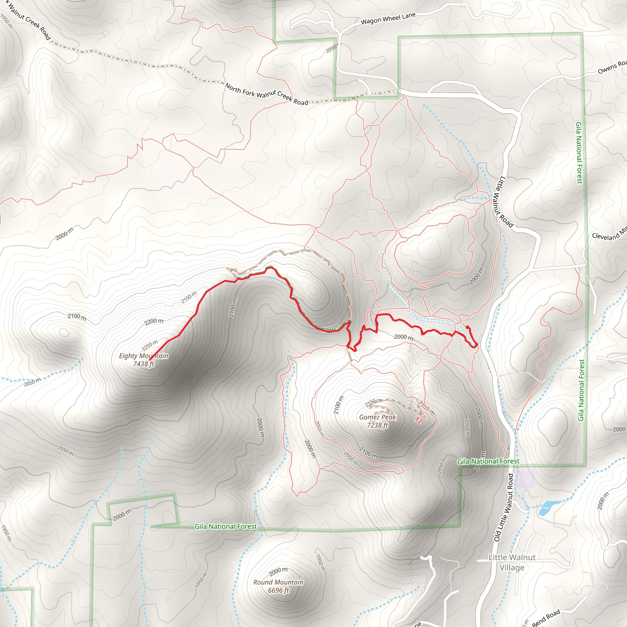 Eighty Mountain Trail Out and Back mobile static map