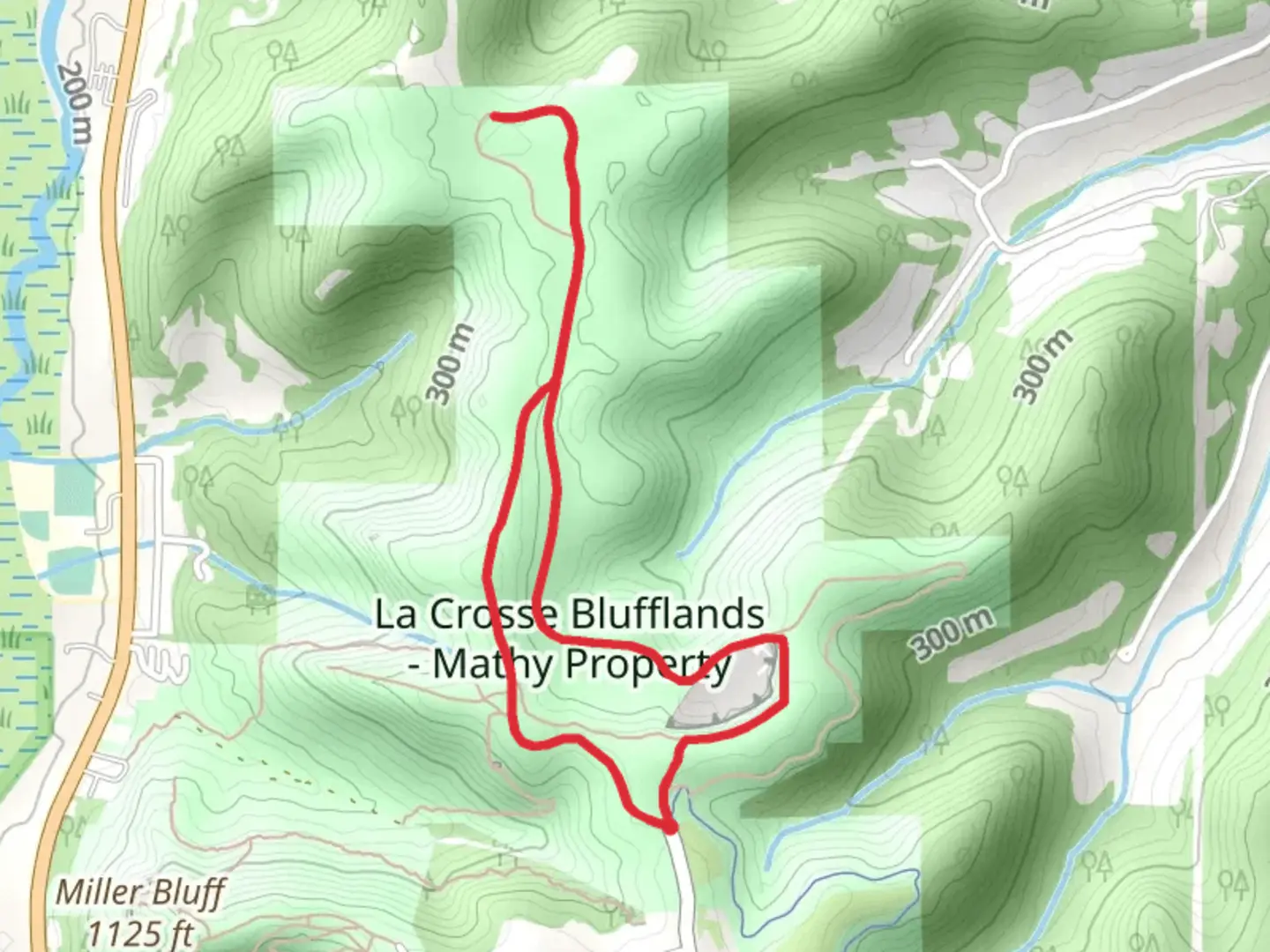 An image depicting the trail La Crosse Blufflands and Old Quarry Road Loop and its surrounding area.