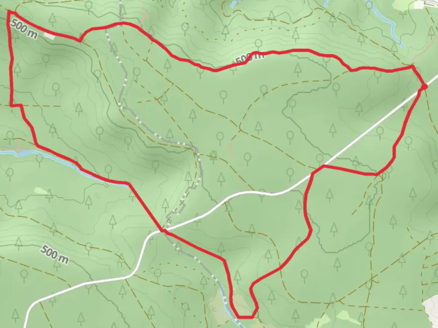 An image depicting the trail Kohlplatte and Heimatsee Loop and its surrounding area.