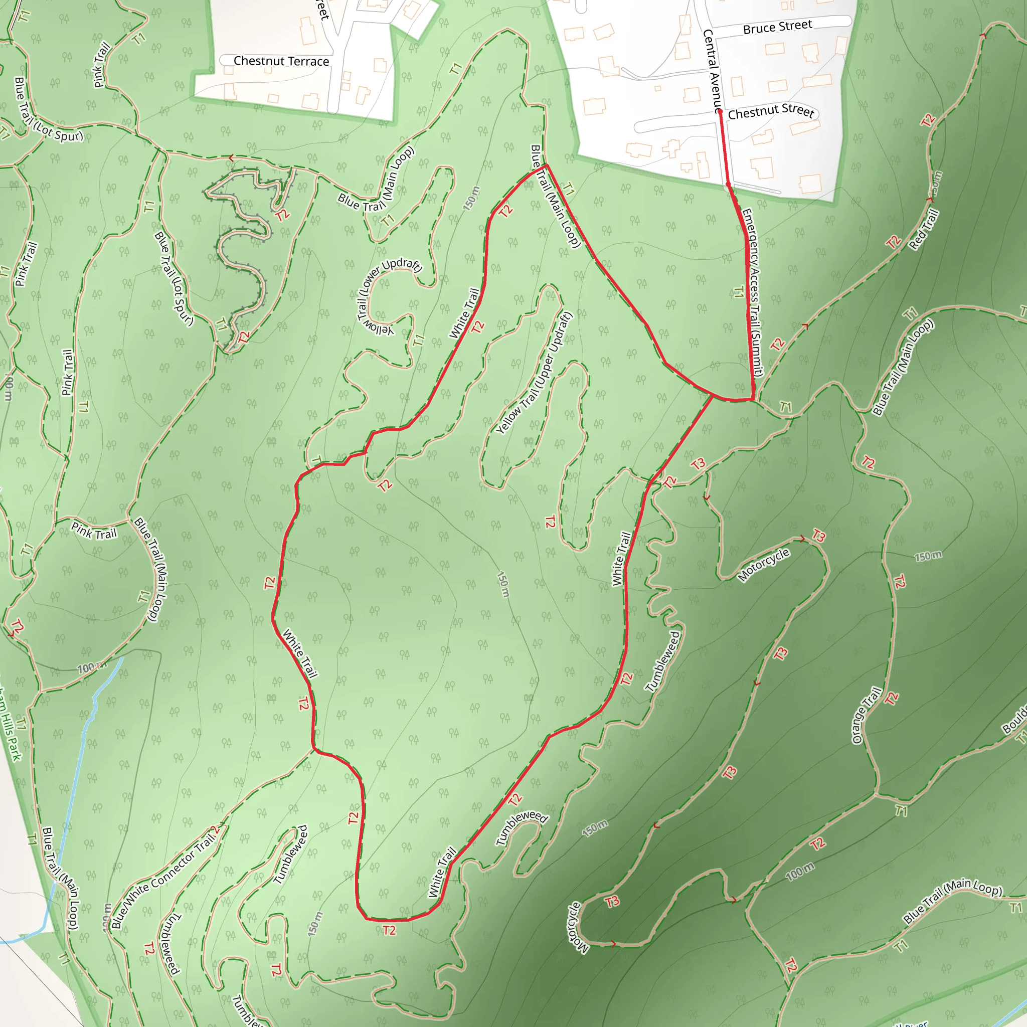 White Trail Loop from Chestnut Street mobile static map