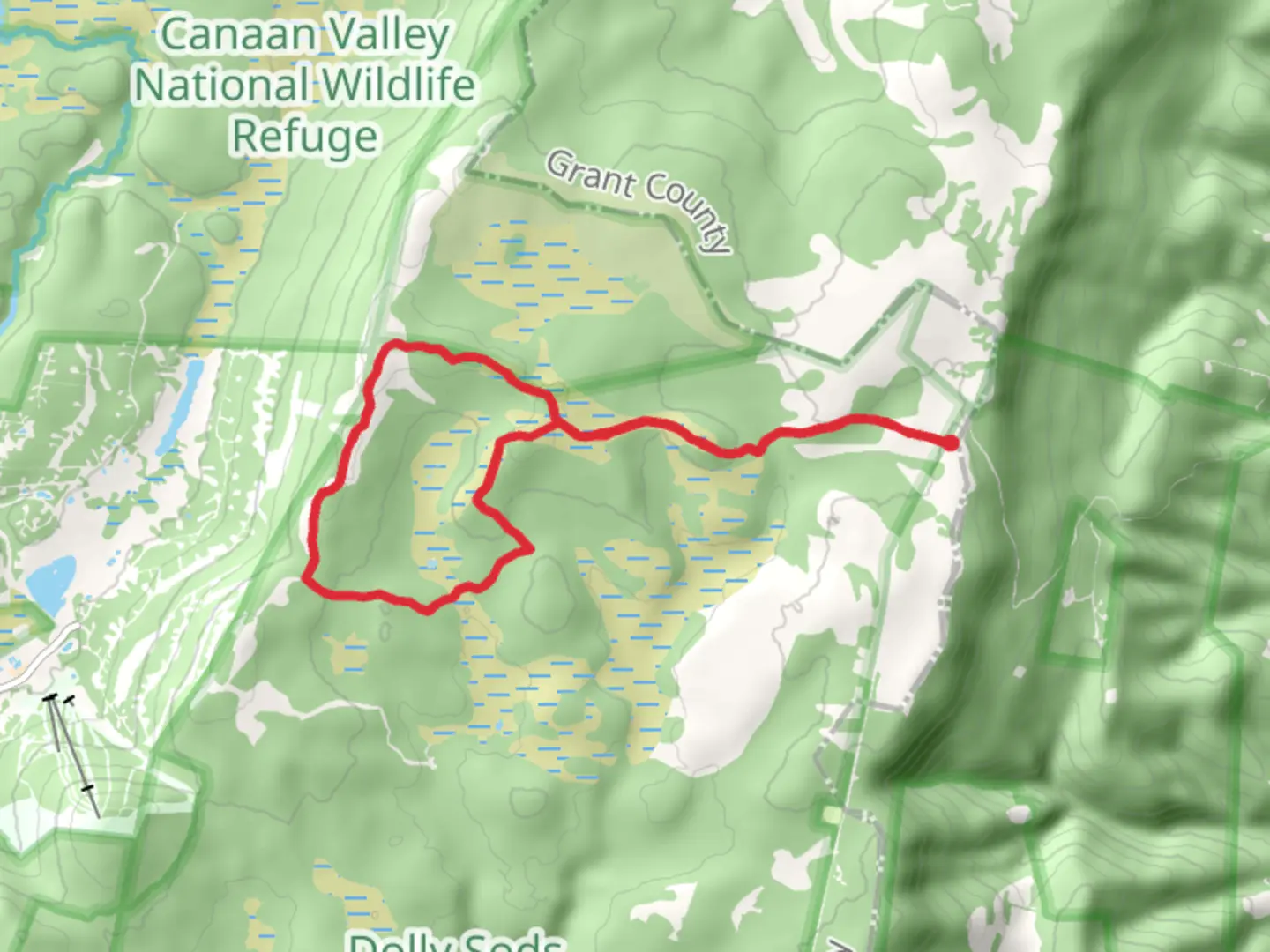 An image depicting the trail Bear Rocks, Raven Ridge and Beaver View Loop Trail and its surrounding area.