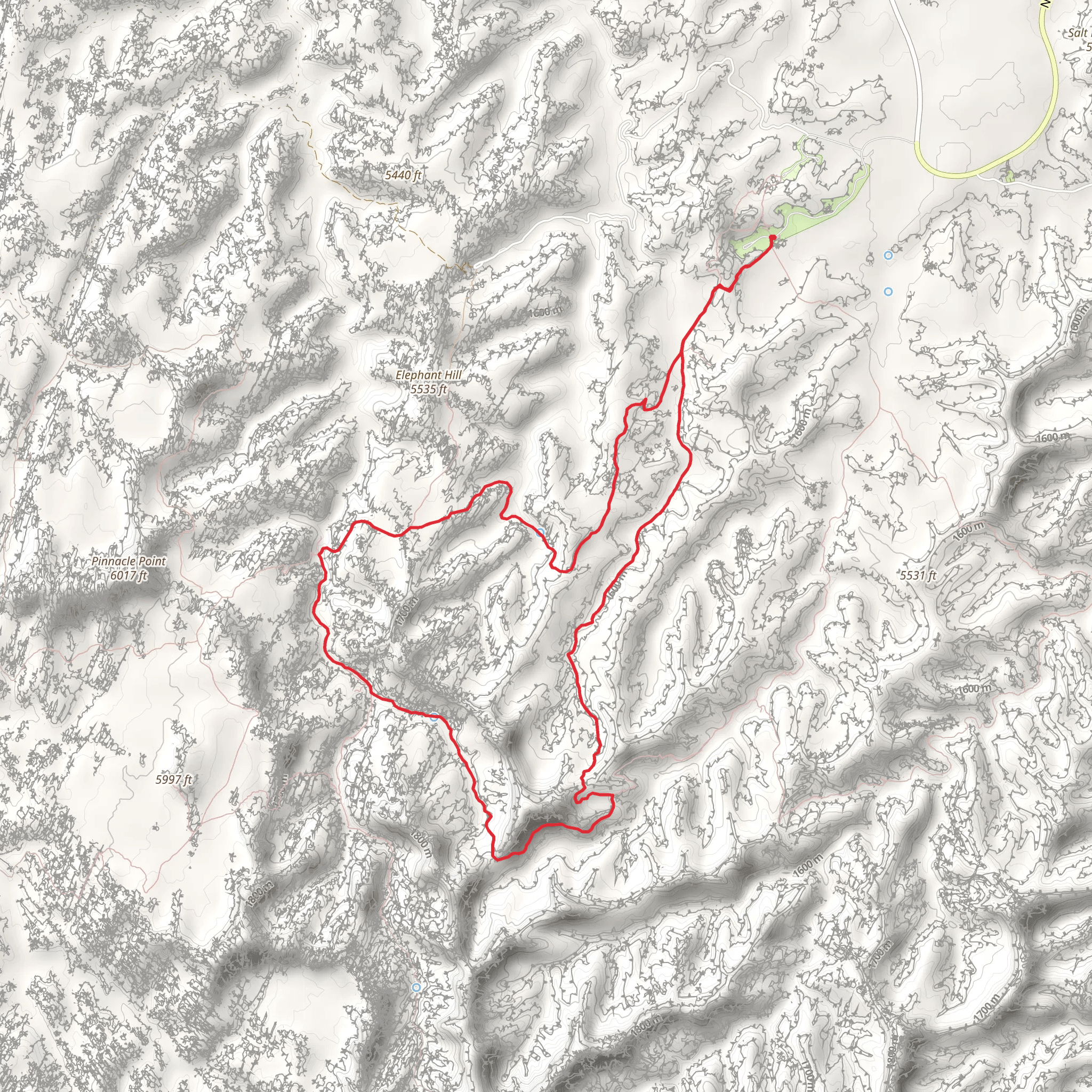 Big Spring Canyon Trail and Elephant Canyon Trail mobile static map