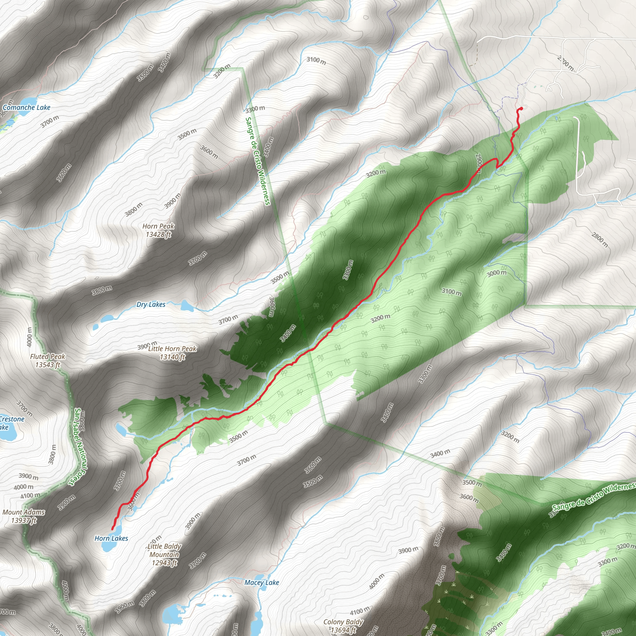 Horn Creek to Horn Lakes Trail mobile static map