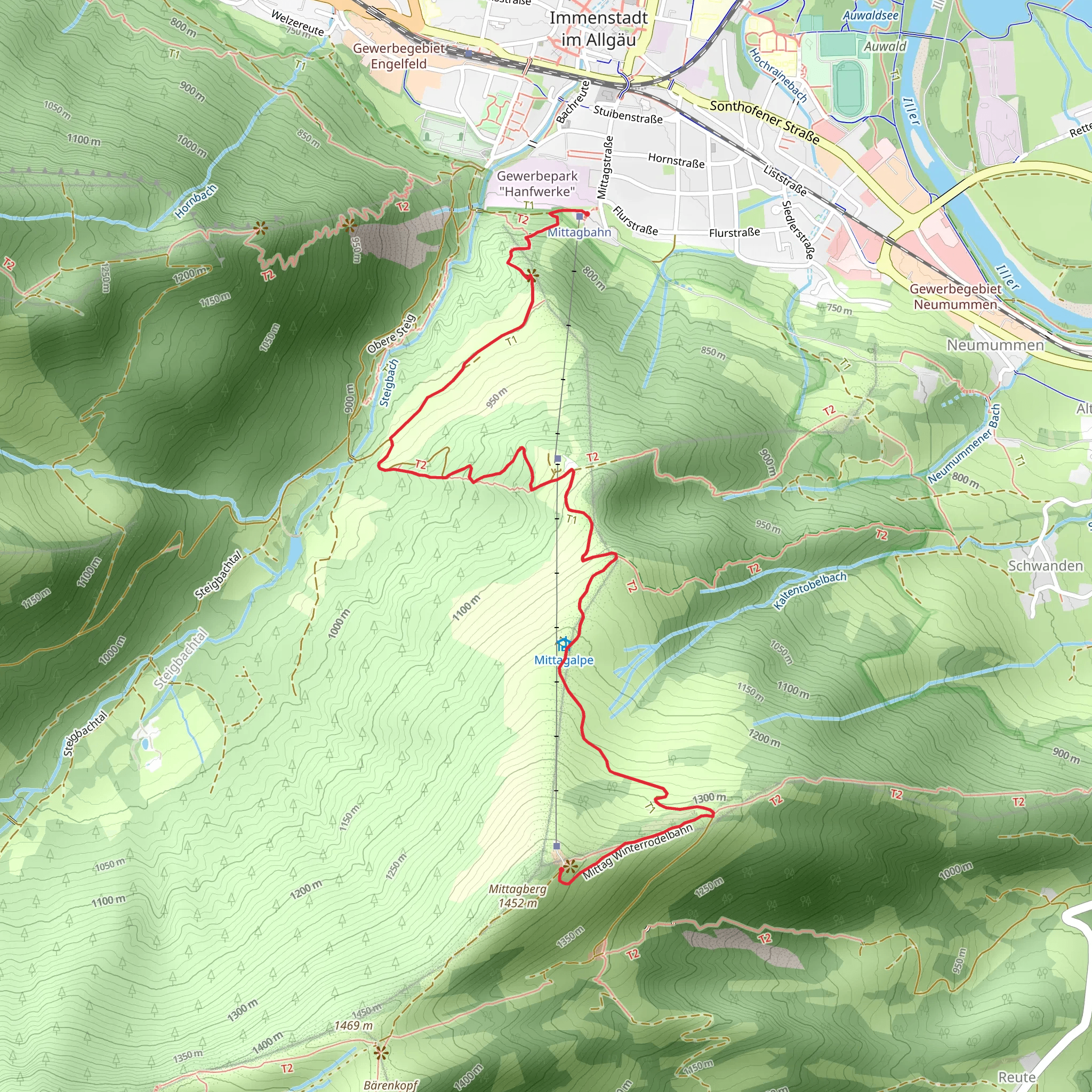 Mittag to Immenstadt - Mittagsbahn Walk mobile static map