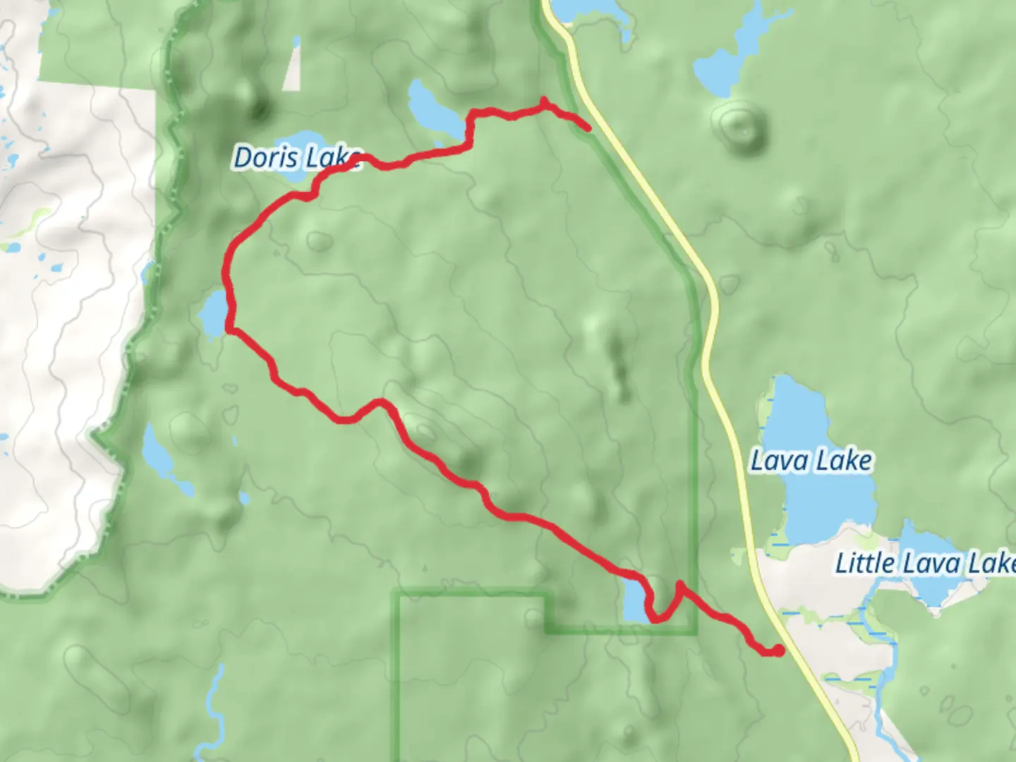 An image depicting the trail Lucky, Senoj, Doris and Blow Lakes - Williamson Mountain and its surrounding area.