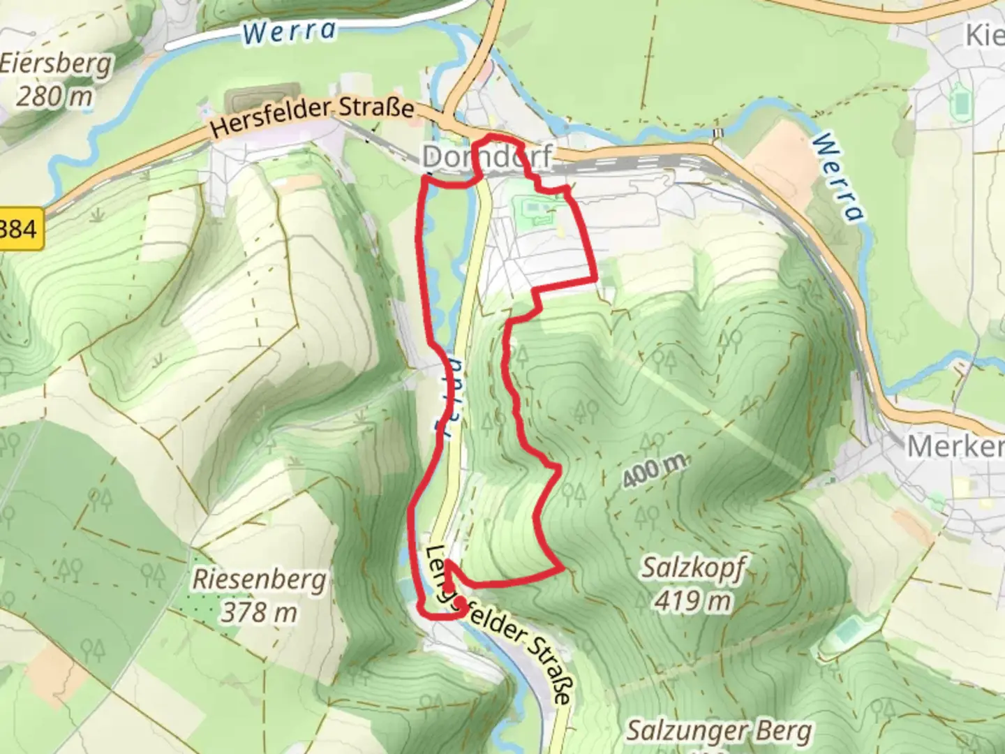 An image depicting the trail Rundwanderweg Dorndorf and its surrounding area.