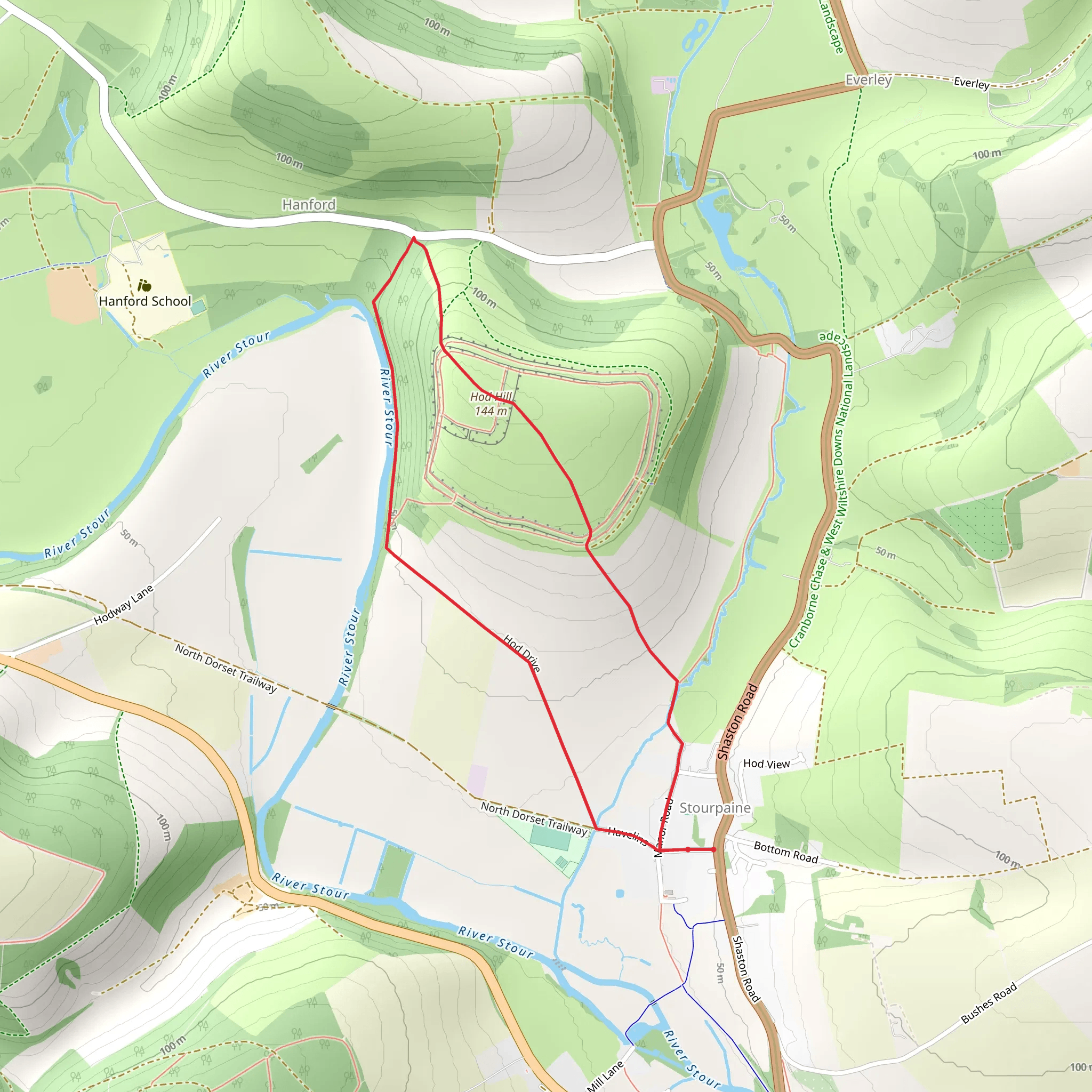 Hod Hill Loop mobile static map