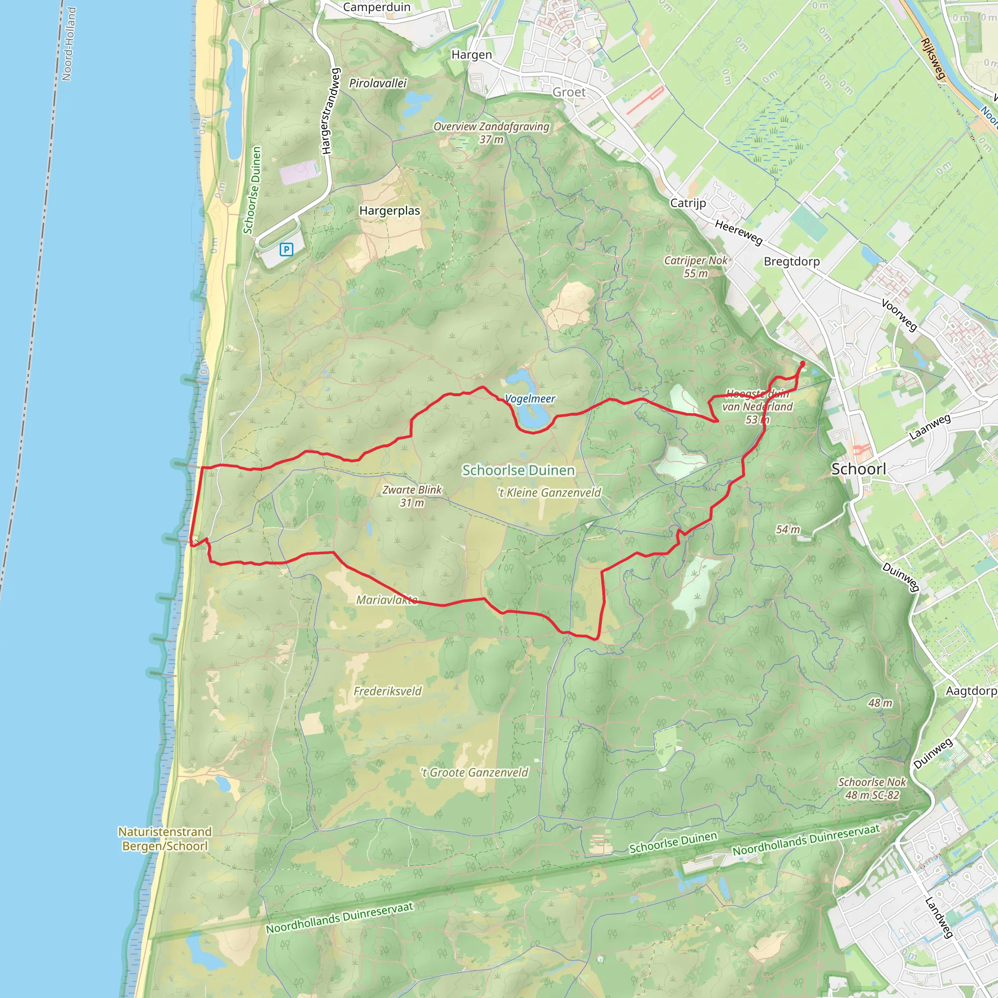 Vohelmeer and Schoorlse Duinen Loop mobile static map