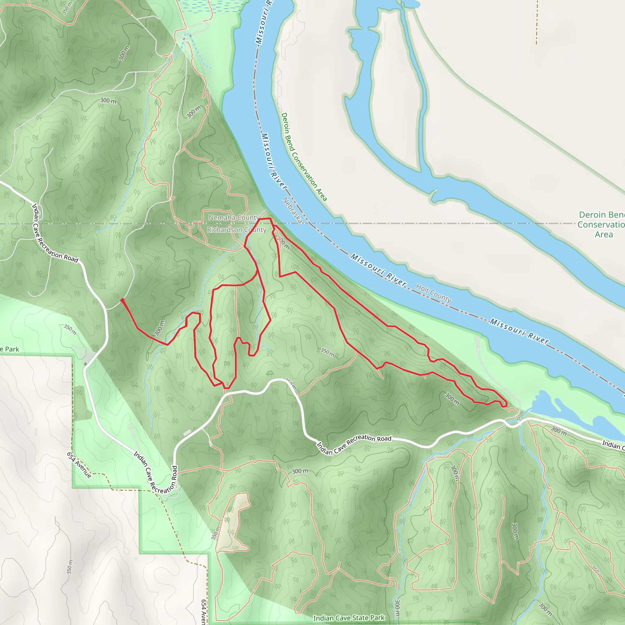 Indian Cave State Park Loop mobile static map