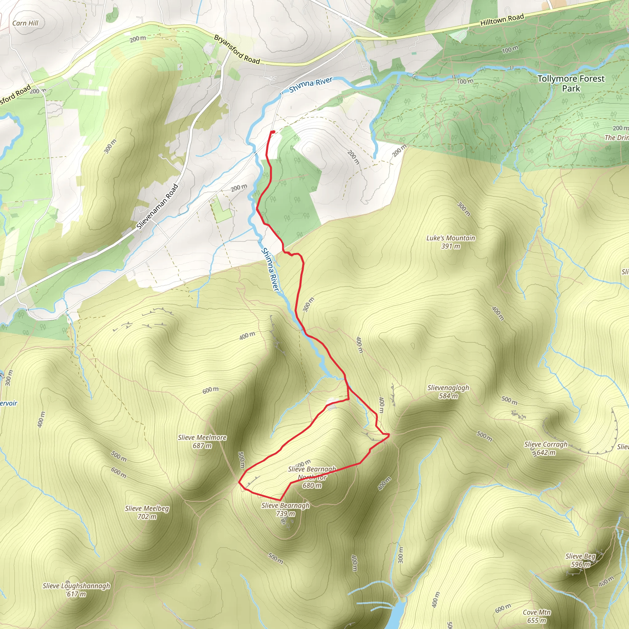 Slieve Bearnagh mobile static map