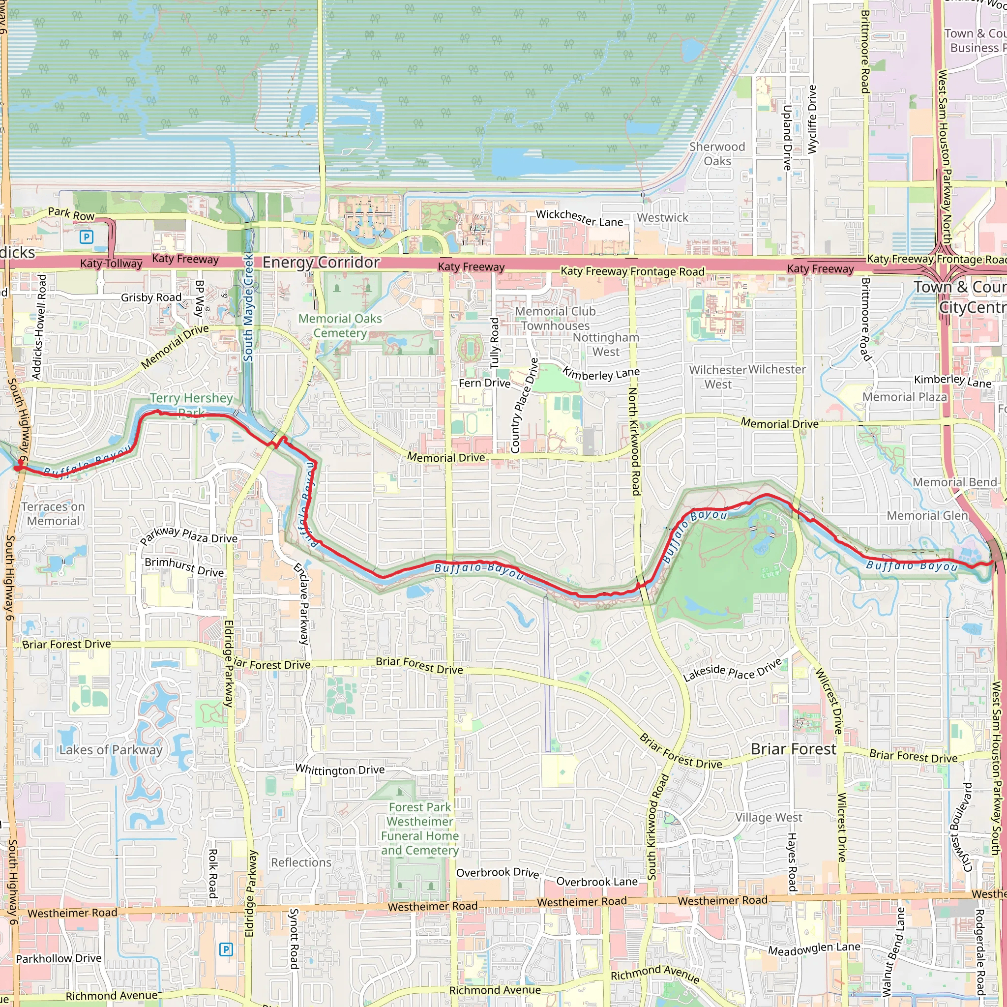 Mockingbird and Quail Trail from Addicks mobile static map