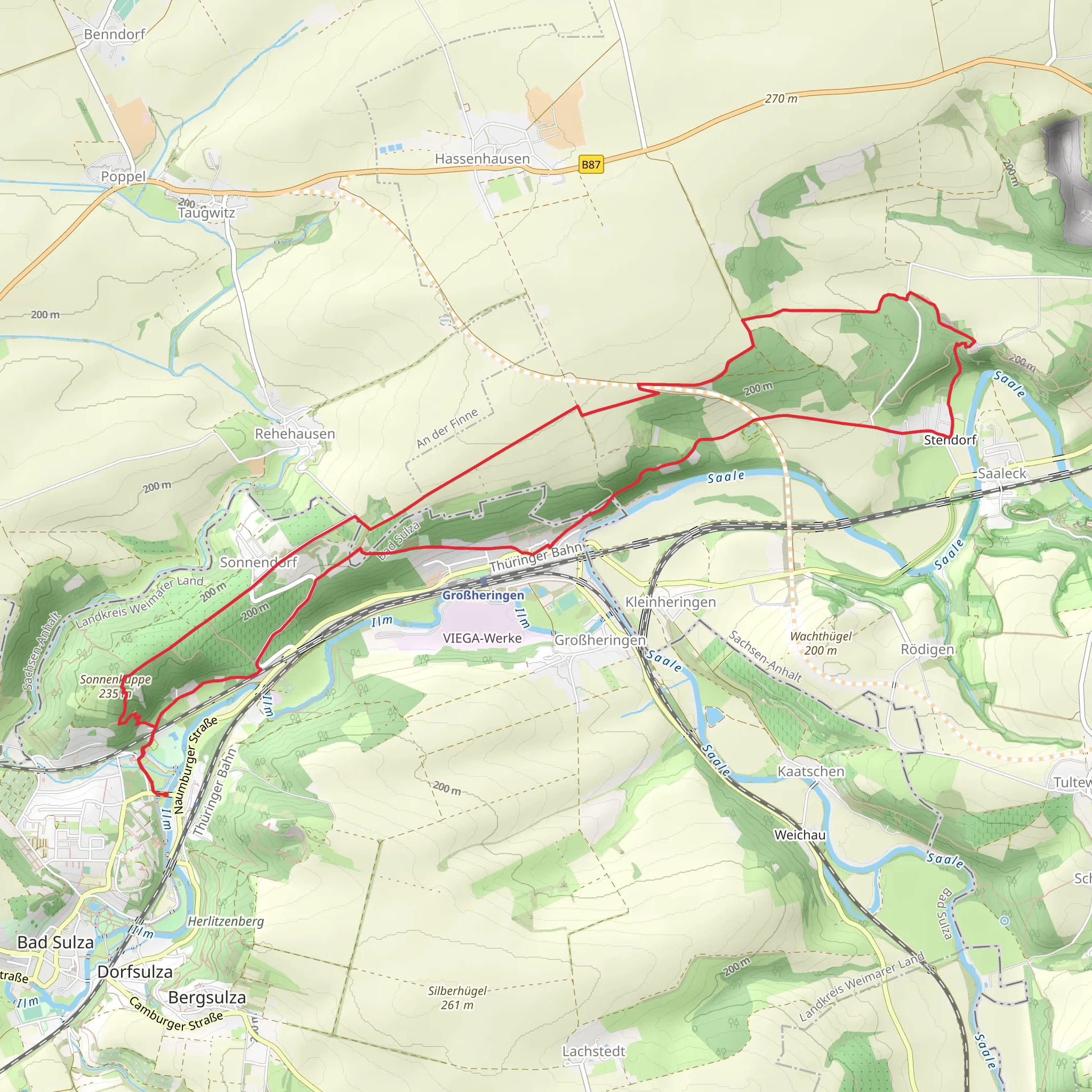 Himmelreich Rundweg Bad Sulza and Finnewanderweg mobile static map