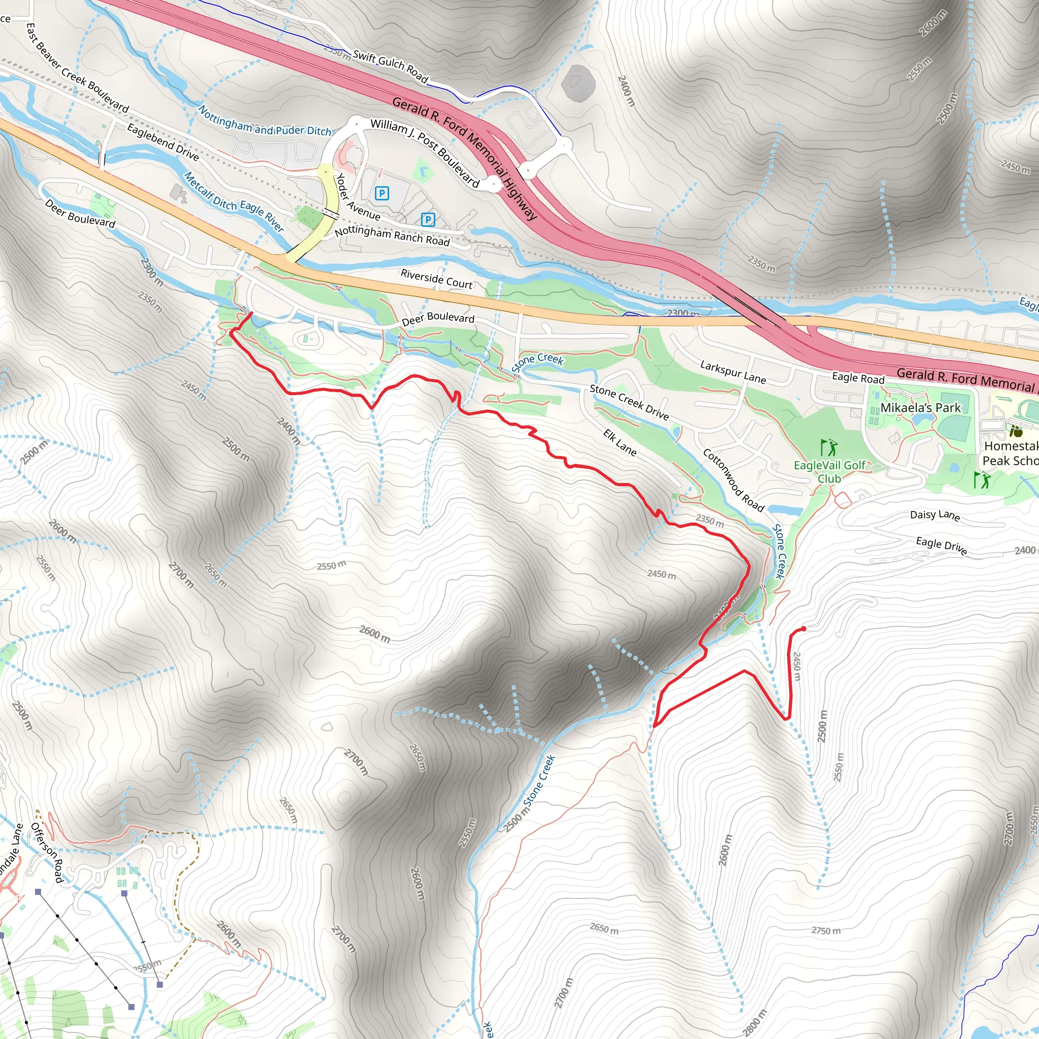 Stone Creek and Eagle Vail Trail mobile static map