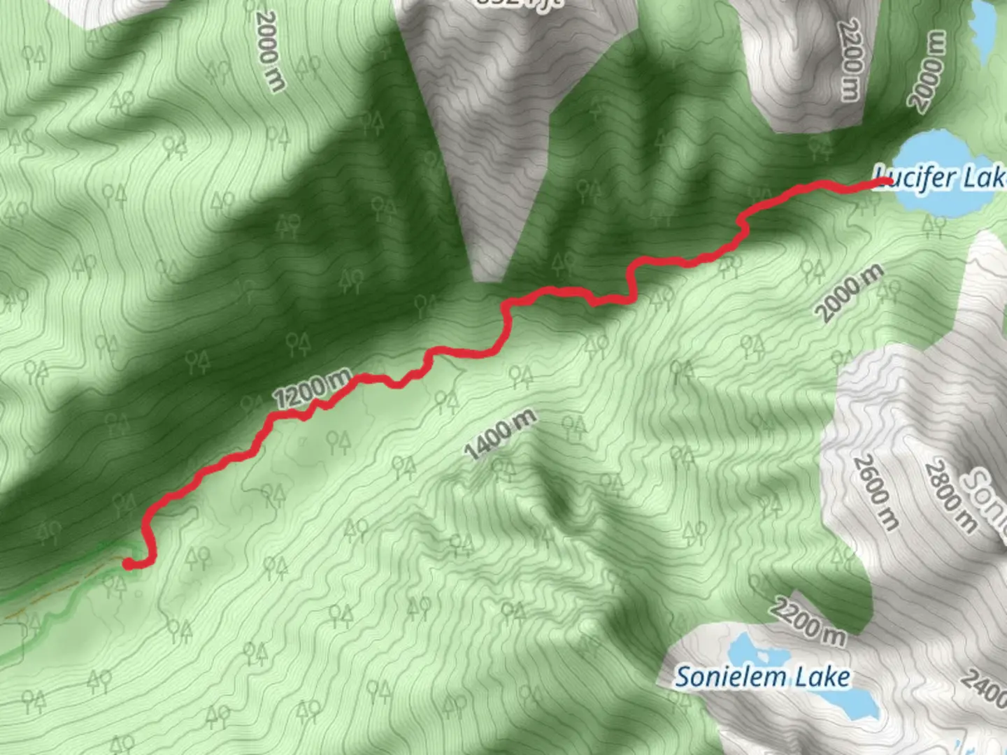 An image depicting the trail Lucifer Lake Trail and its surrounding area.