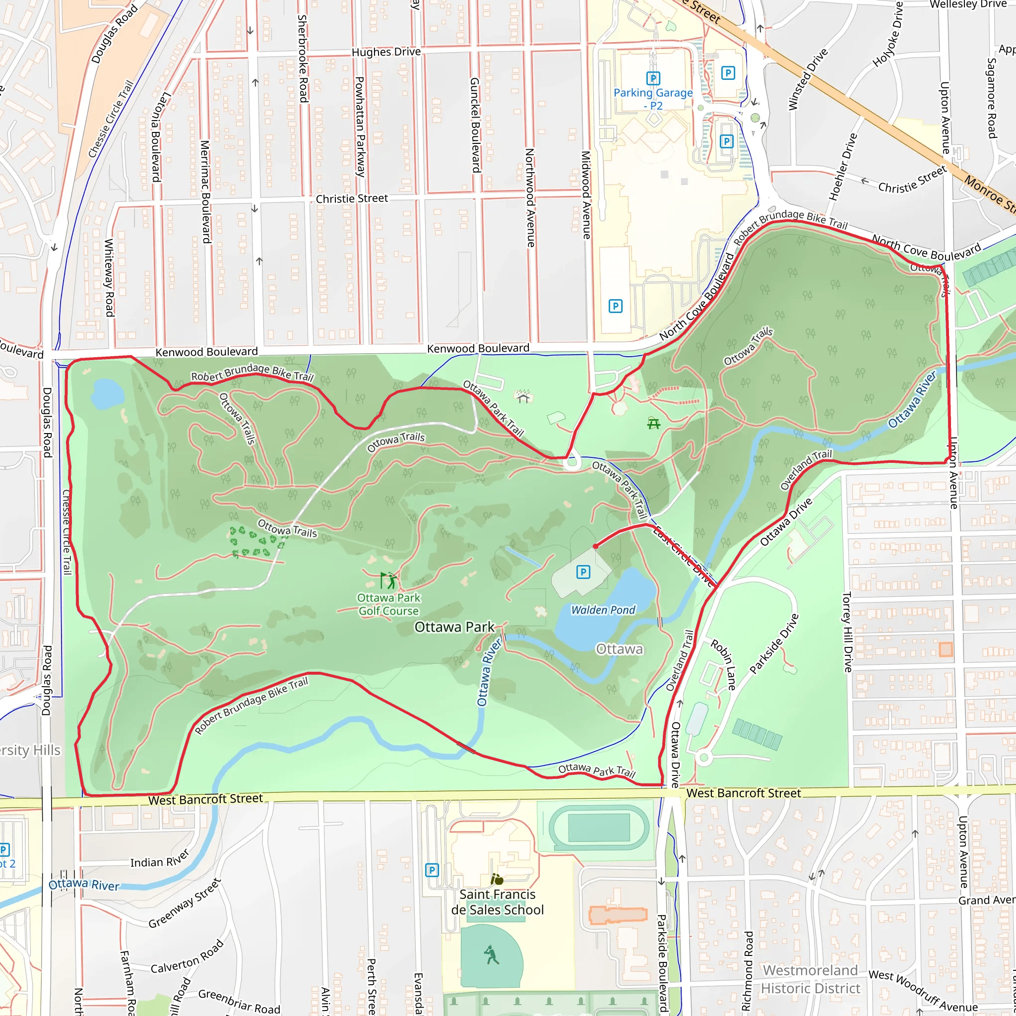 Ottawa Park Loop Trail mobile static map