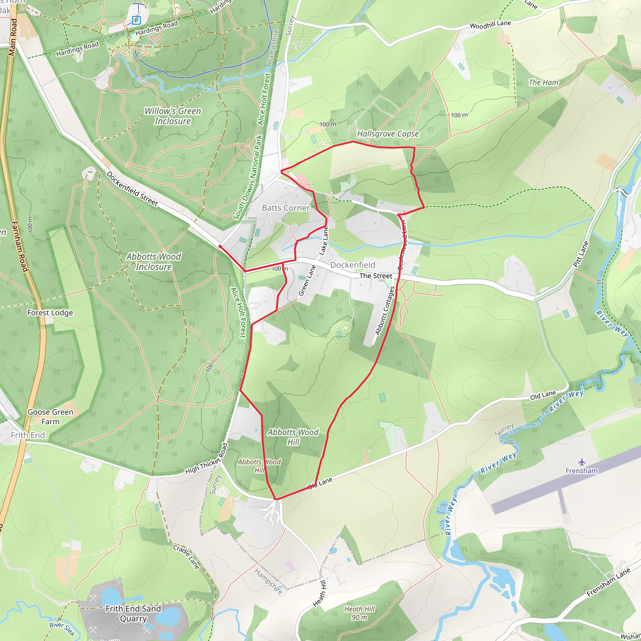 Abbotts Wood Hill and Bealswood Common Loop mobile static map