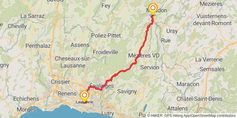 Camino Rankweil-Geneva stage 20 Map
