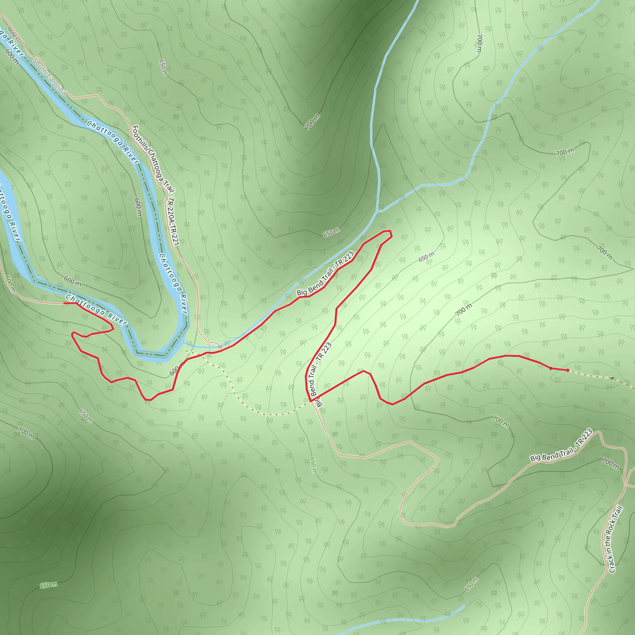 Chattooga River via Big Bend Trail mobile static map