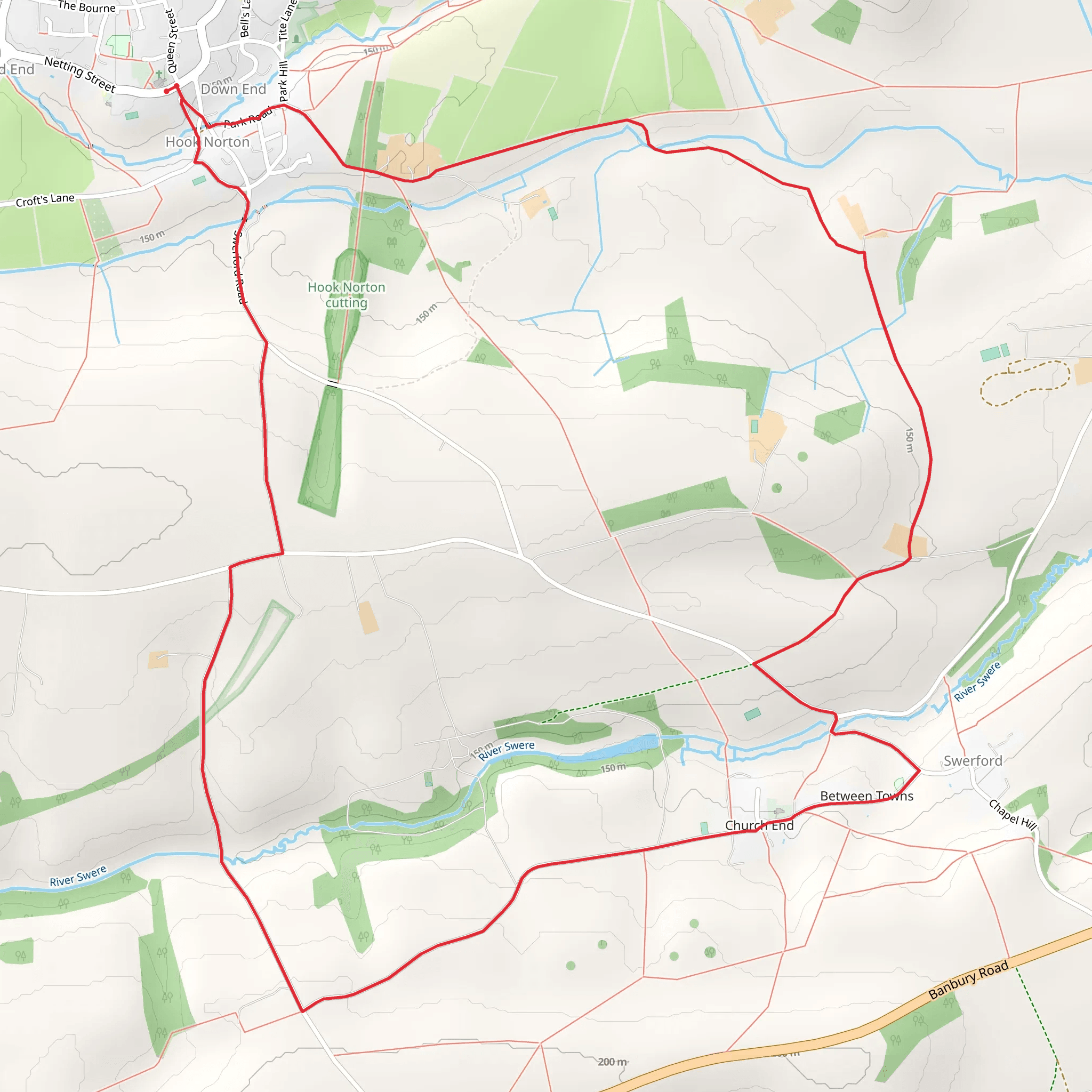Hook Norton and Swerford Loop mobile static map