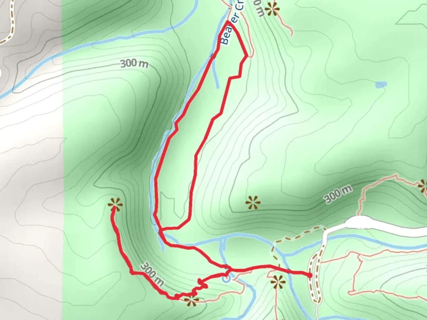 An image depicting the trail Beaver Creek Valley Loop and its surrounding area.