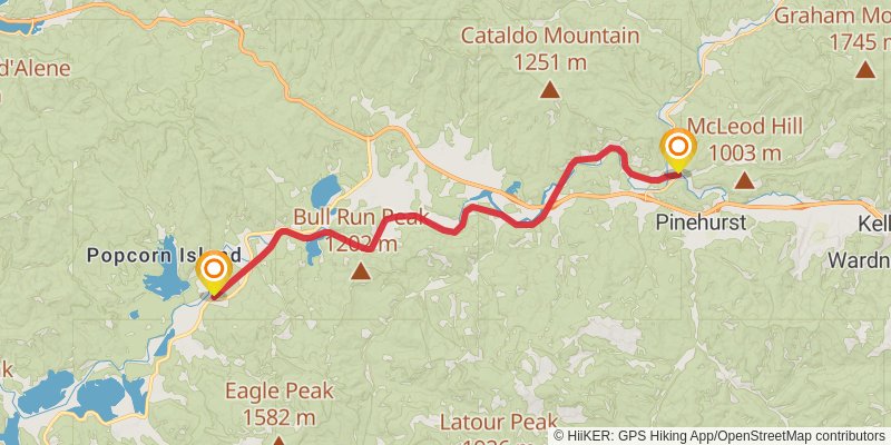 Trail of the Coeur d'Alenes stage 3 Map