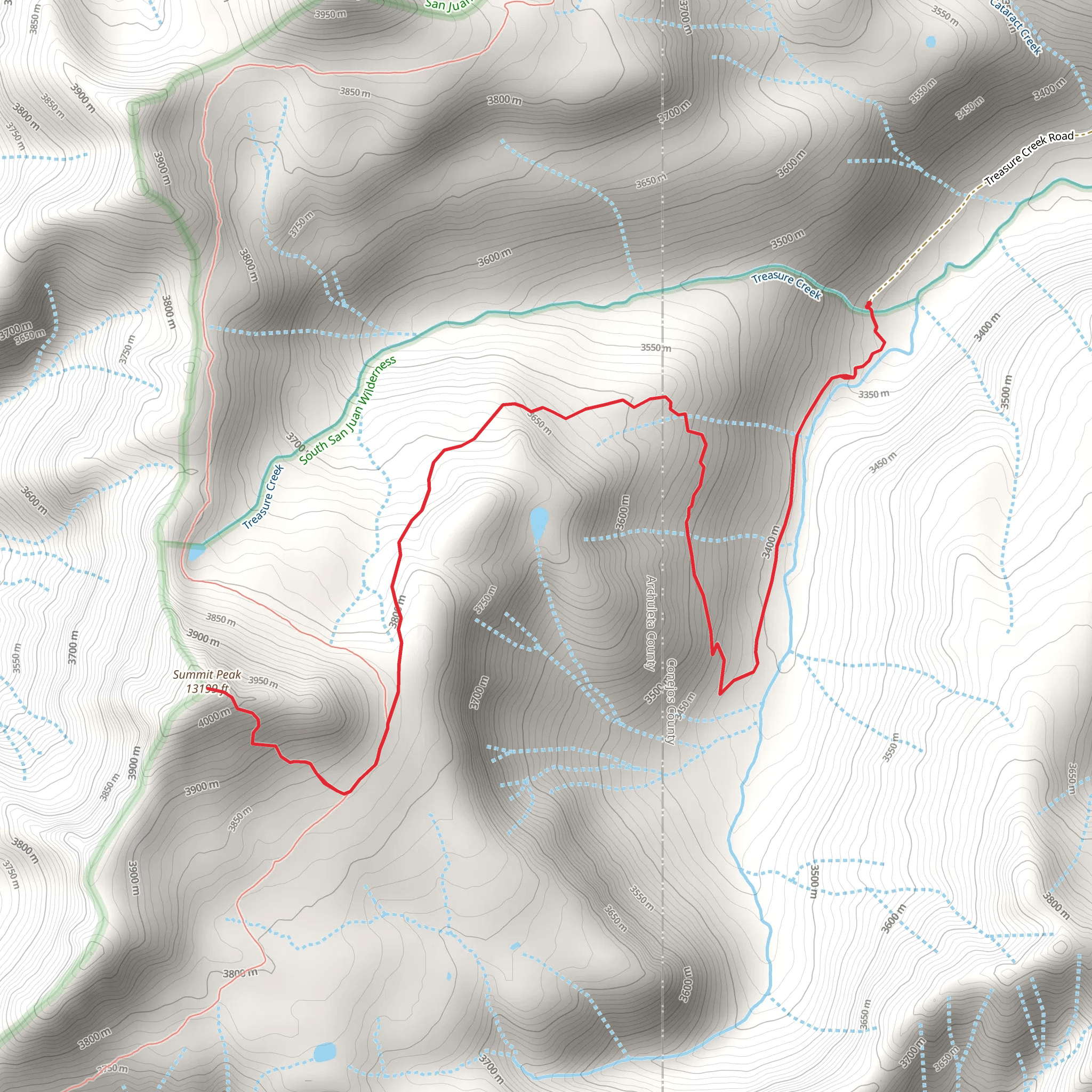 Summit Peak via Treasure Creek Trail mobile static map
