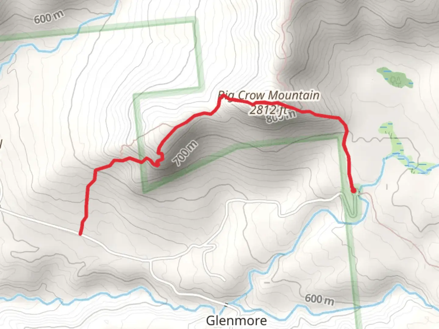 An image depicting the trail Little and Big Crow Mountain Trail and its surrounding area.