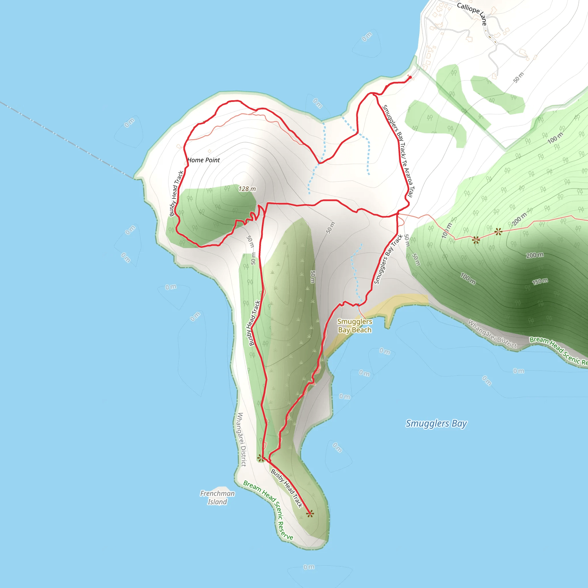 Smugglers Bay Loop Track mobile static map