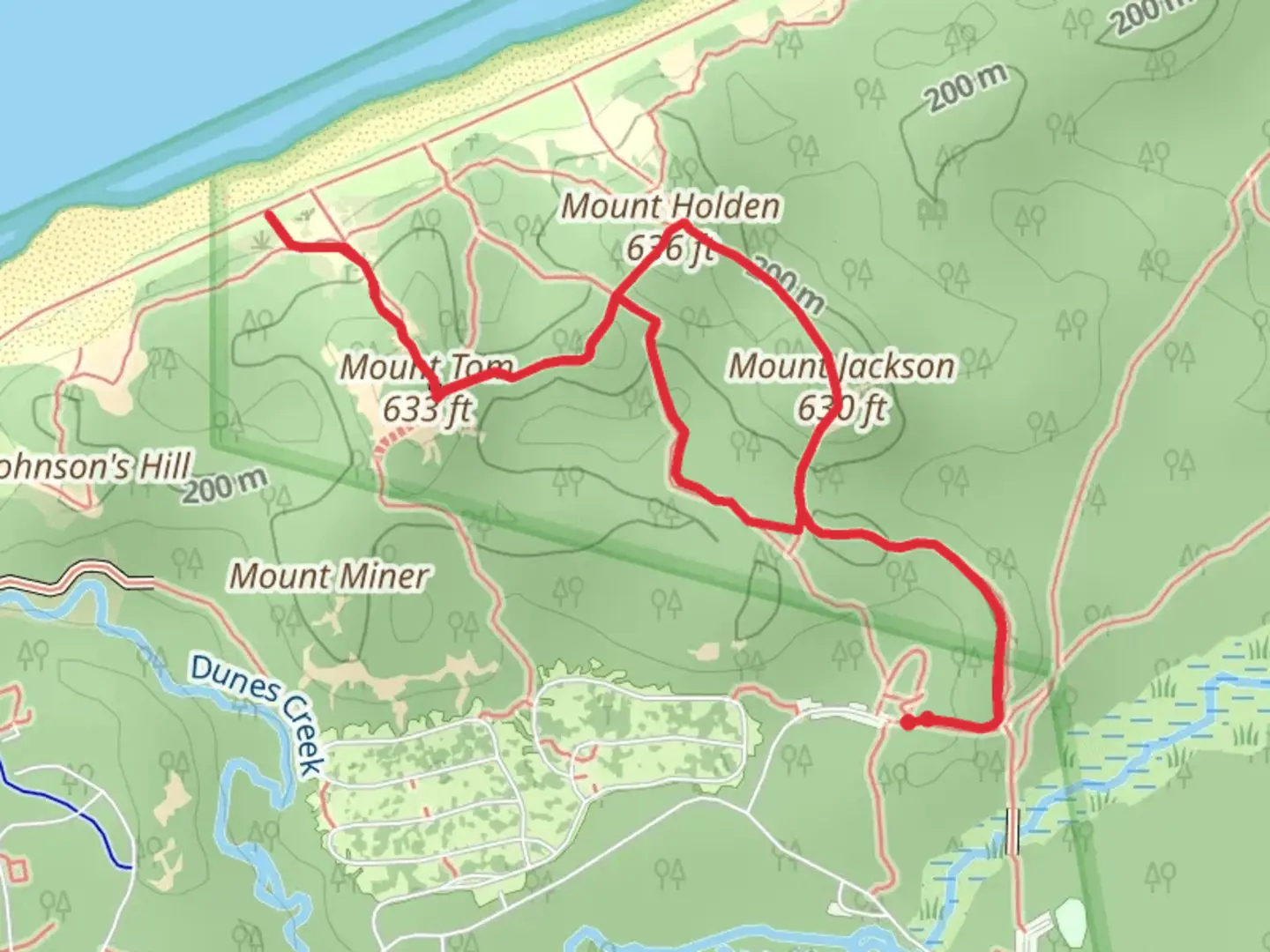 An image depicting the trail Mount Jackson, Mount Holden and Mount Tom Loop via Trail 7 and its surrounding area.